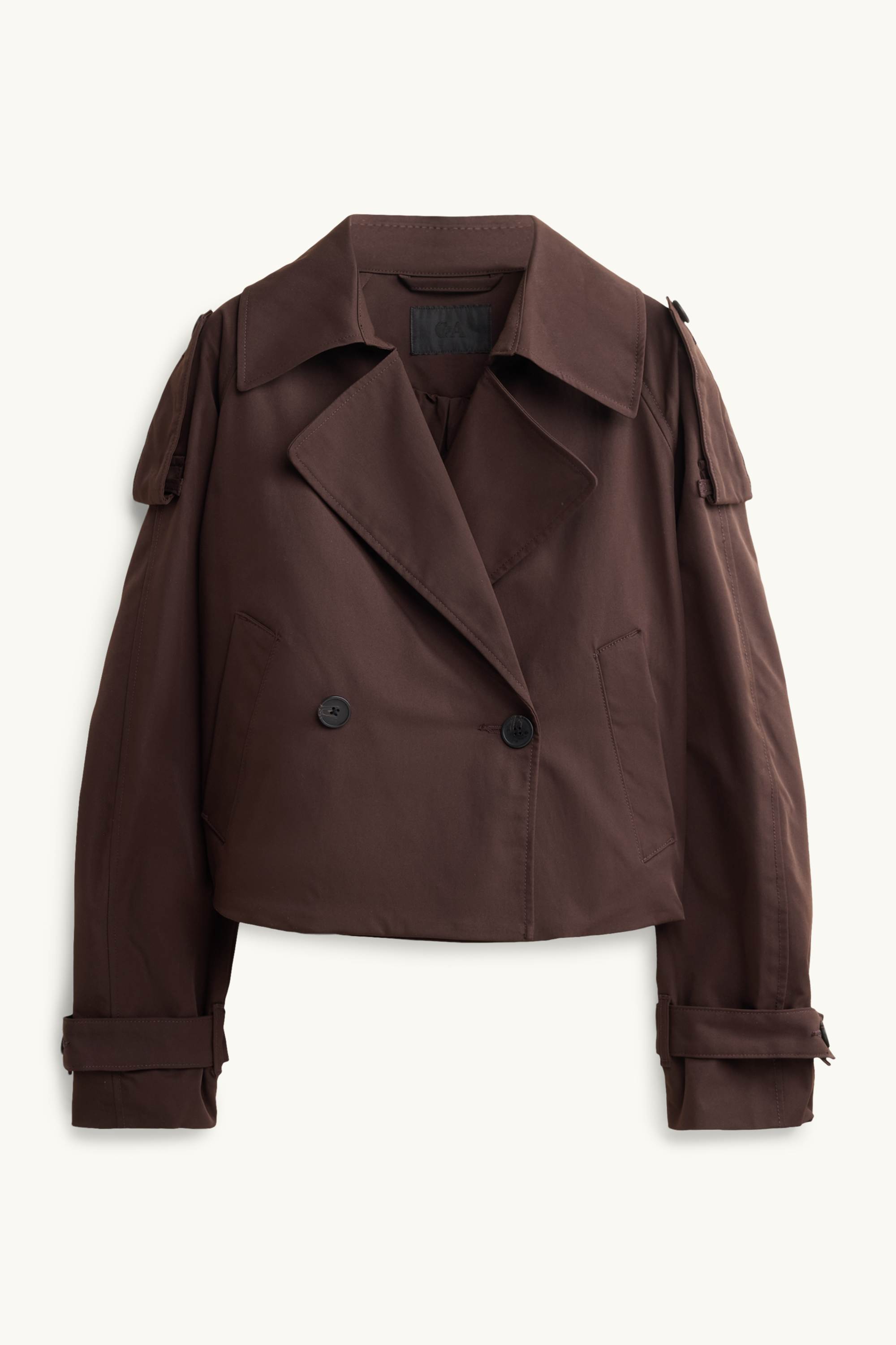 Cropped trench coat dark brown