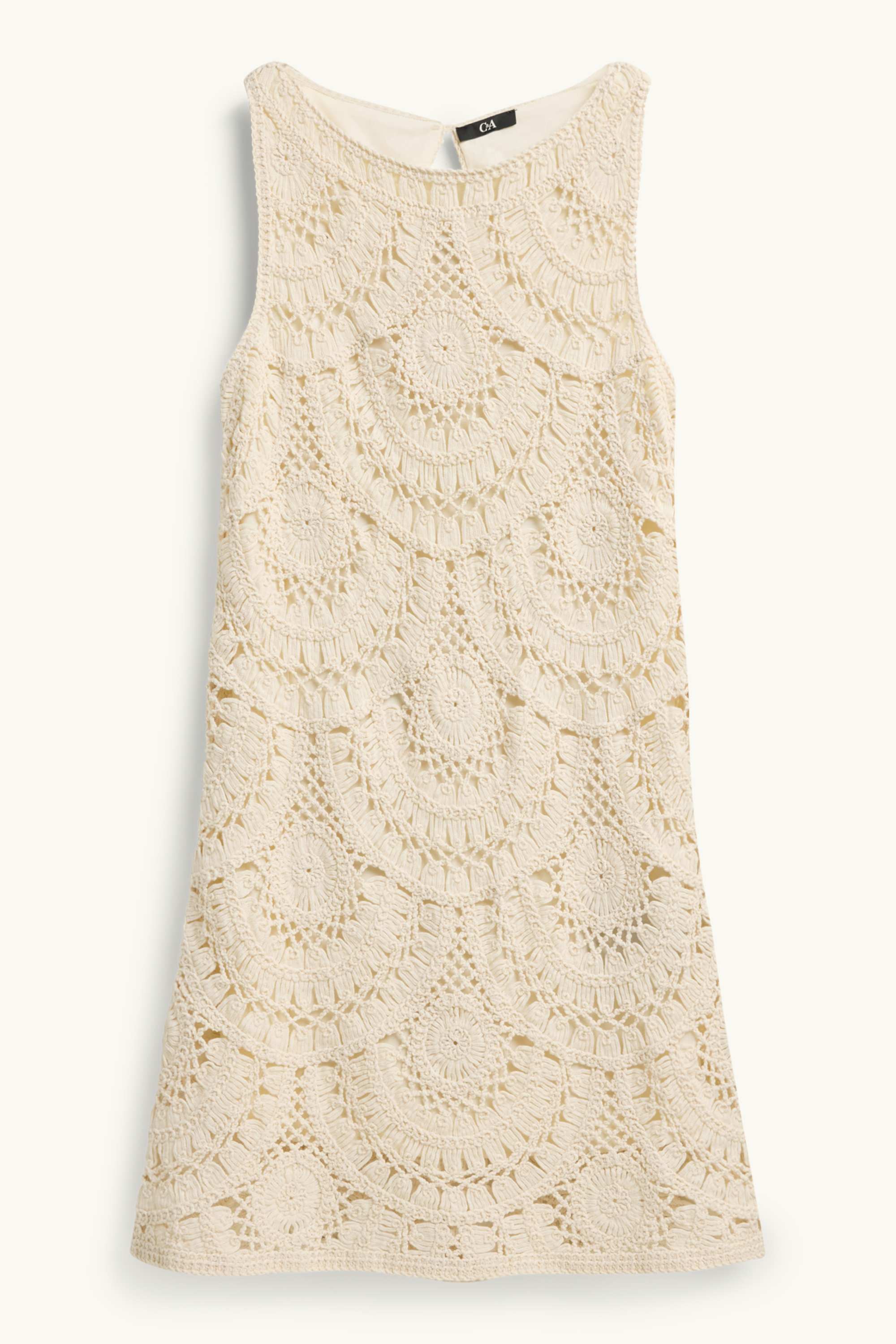 Crocheted dress - textured beige