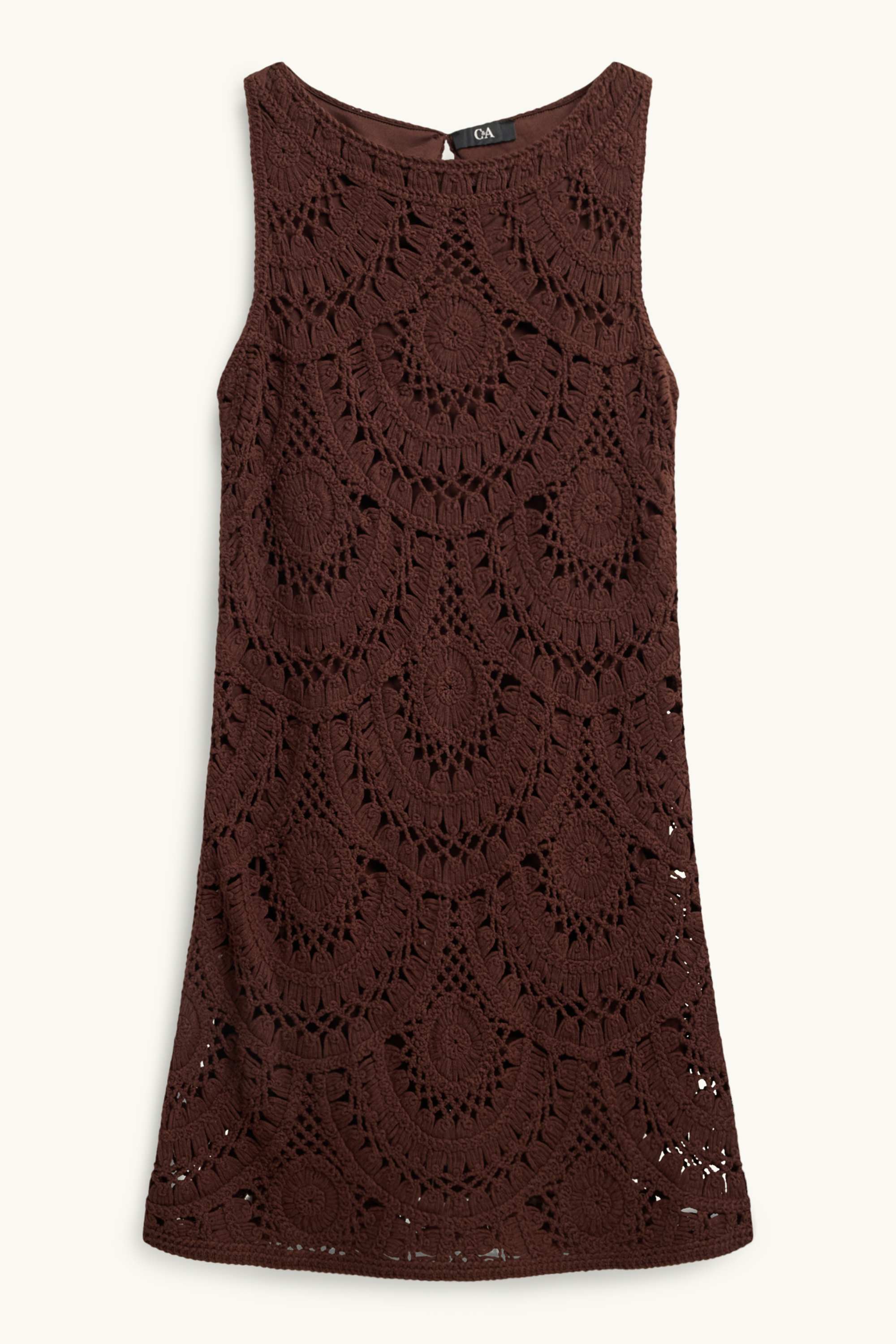 Crocheted dress - textured brown
