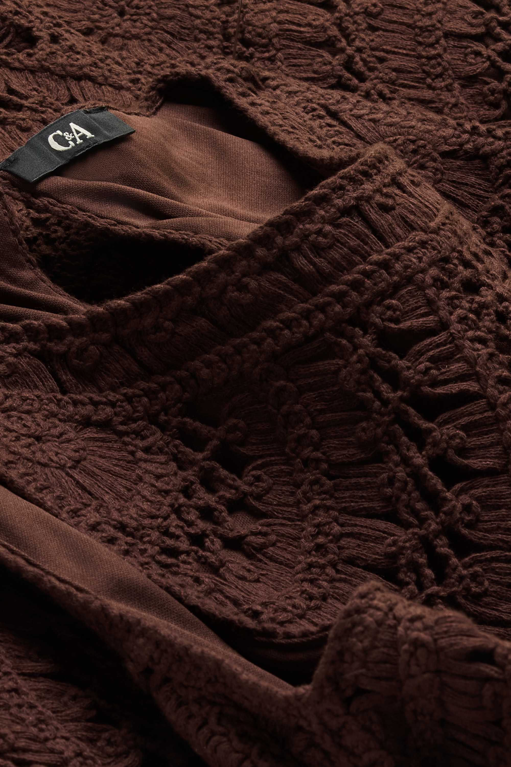 Crocheted dress - textured brown