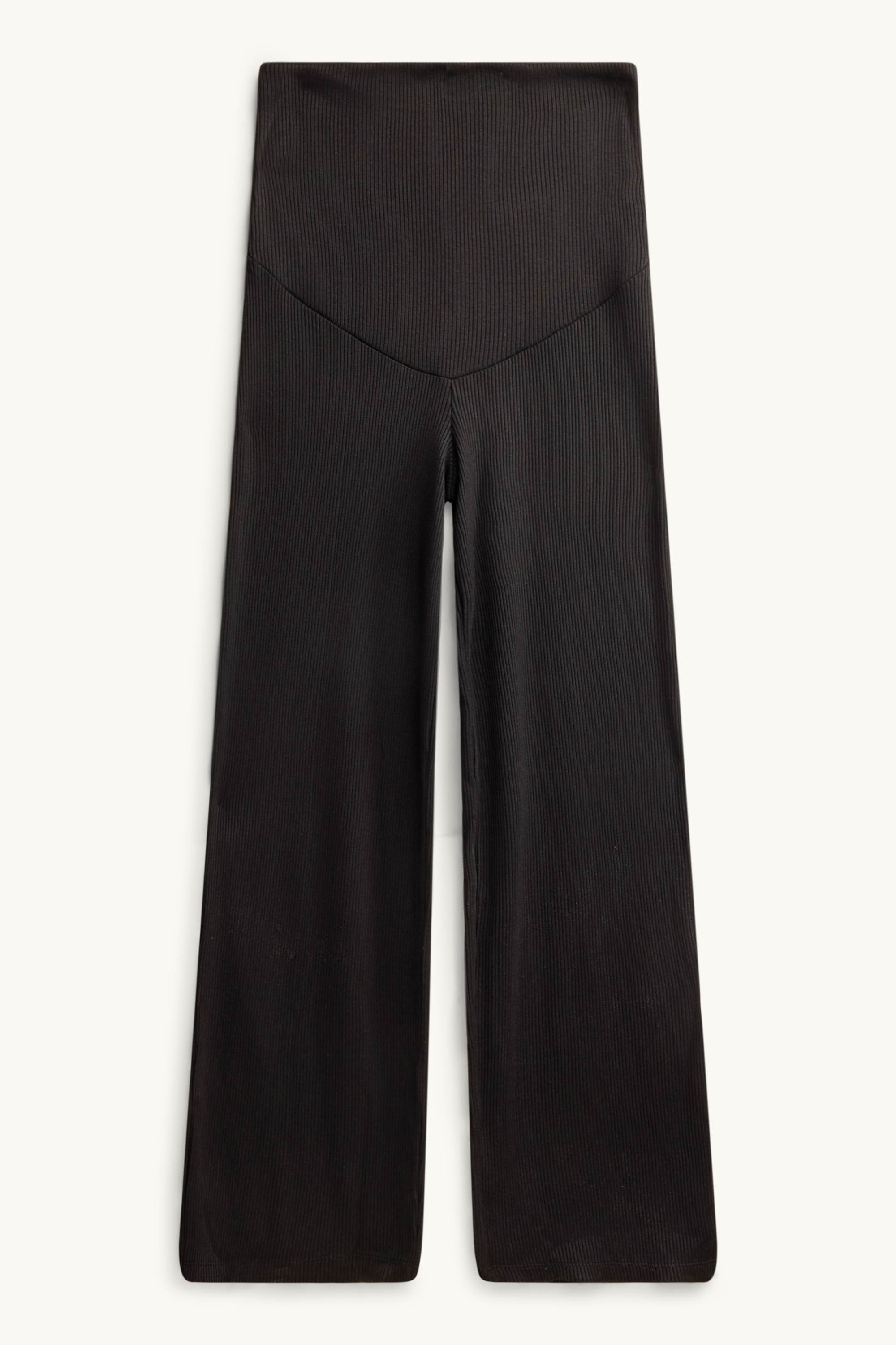 Jersey maternity trousers - ribbed black (2)