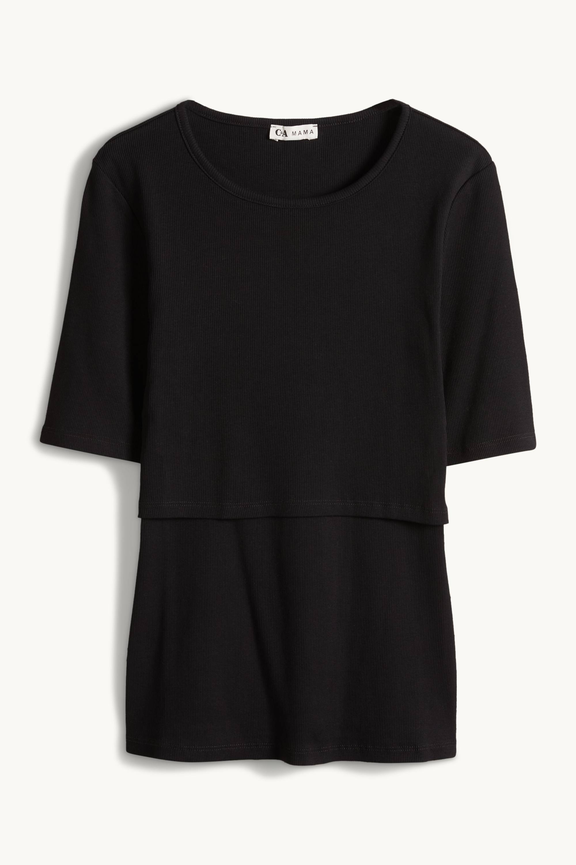 Nursing T-shirt - slim fit - ribbed black