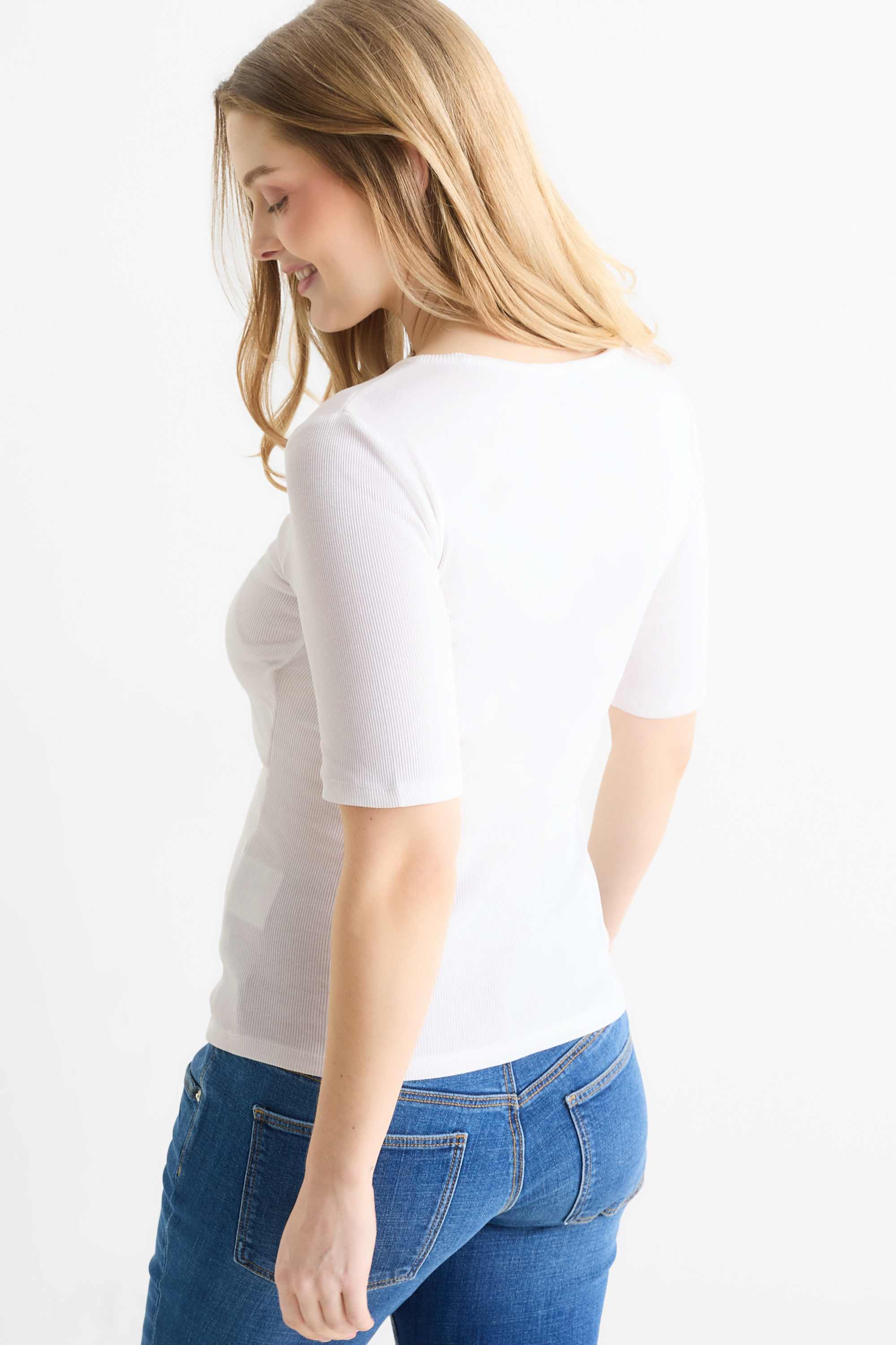 Nursing T-shirt - slim fit - ribbed white