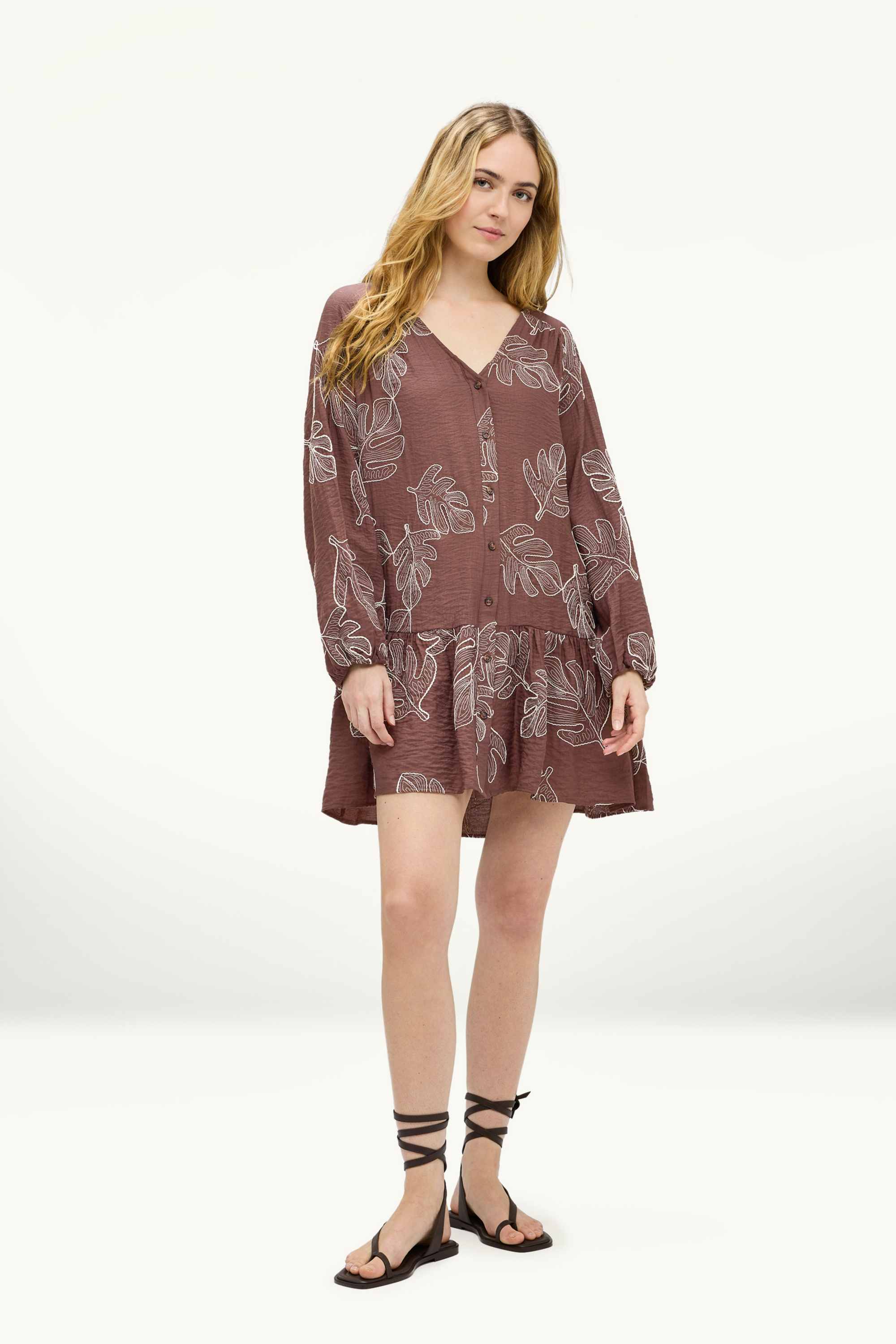 Dress - patterned brown