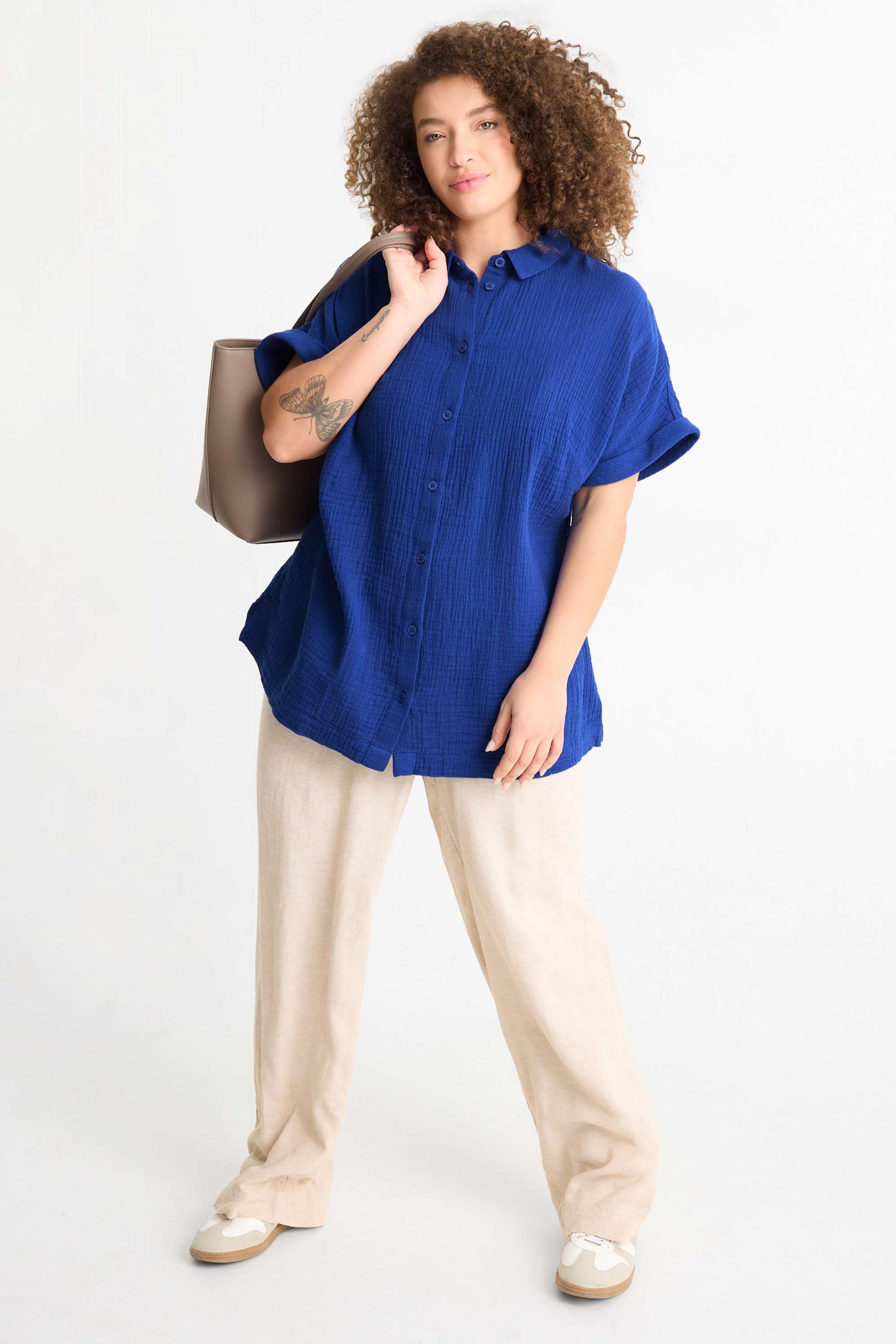 Cheesecloth blouse dark blue