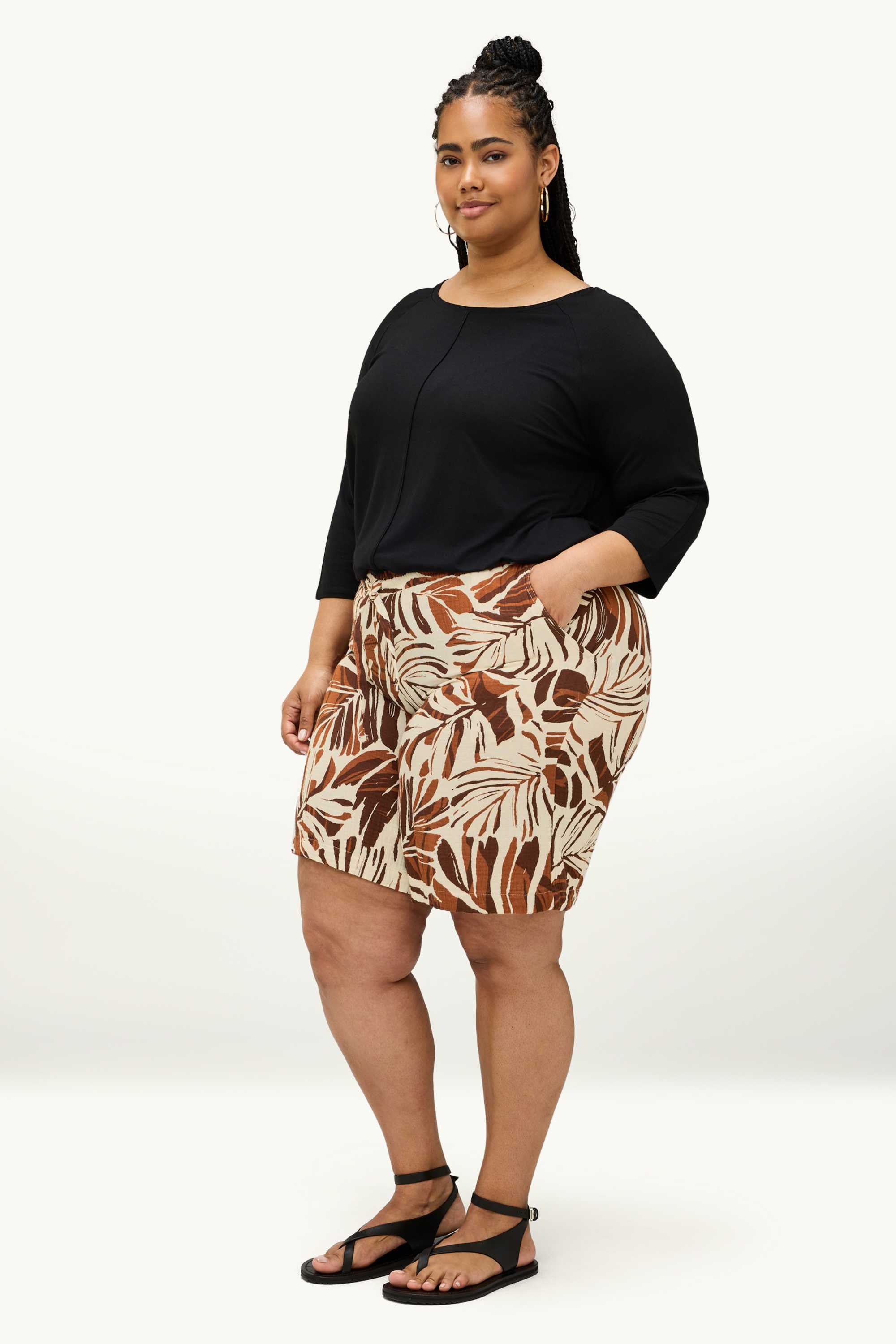 Cheesecloth shorts - patterned brown