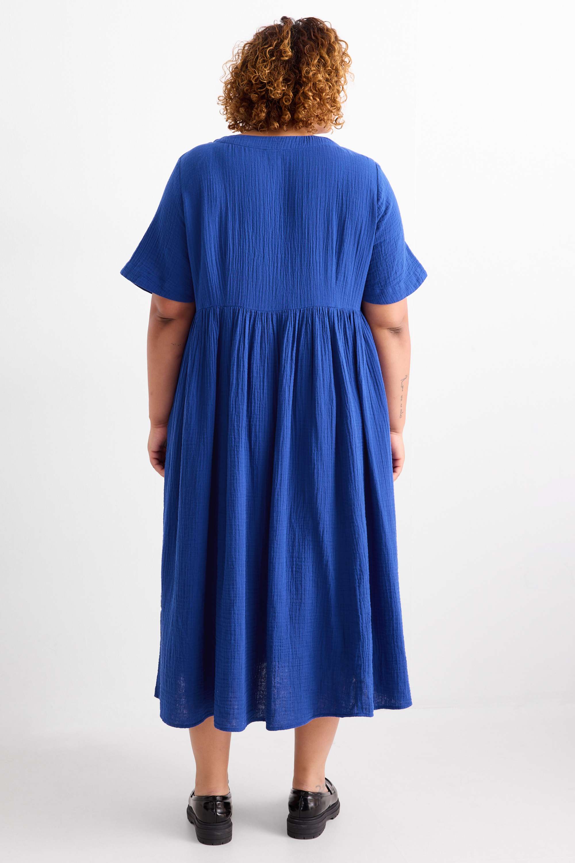 V-neck A-line dress dark blue
