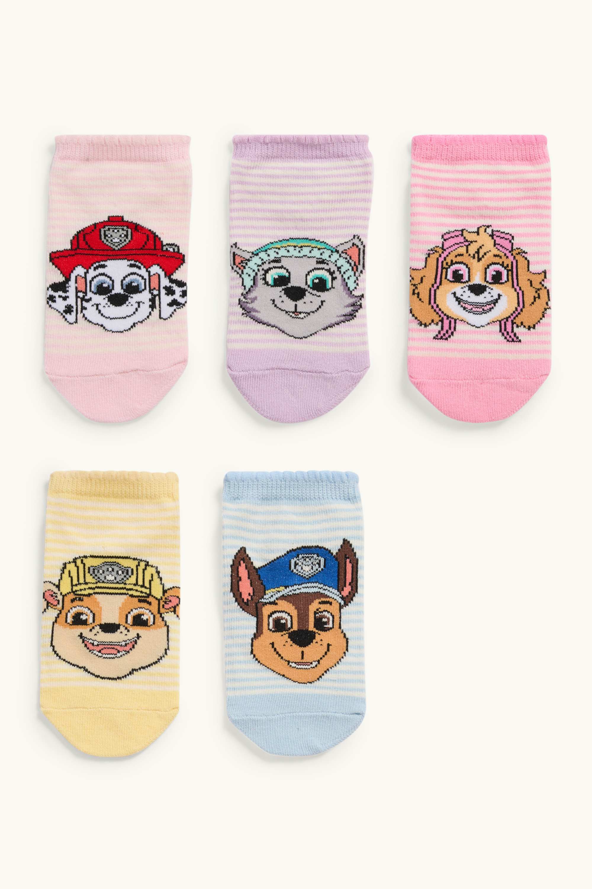 Multipack of 5 - PAW Patrol - Skye - trainer socks with motif rose