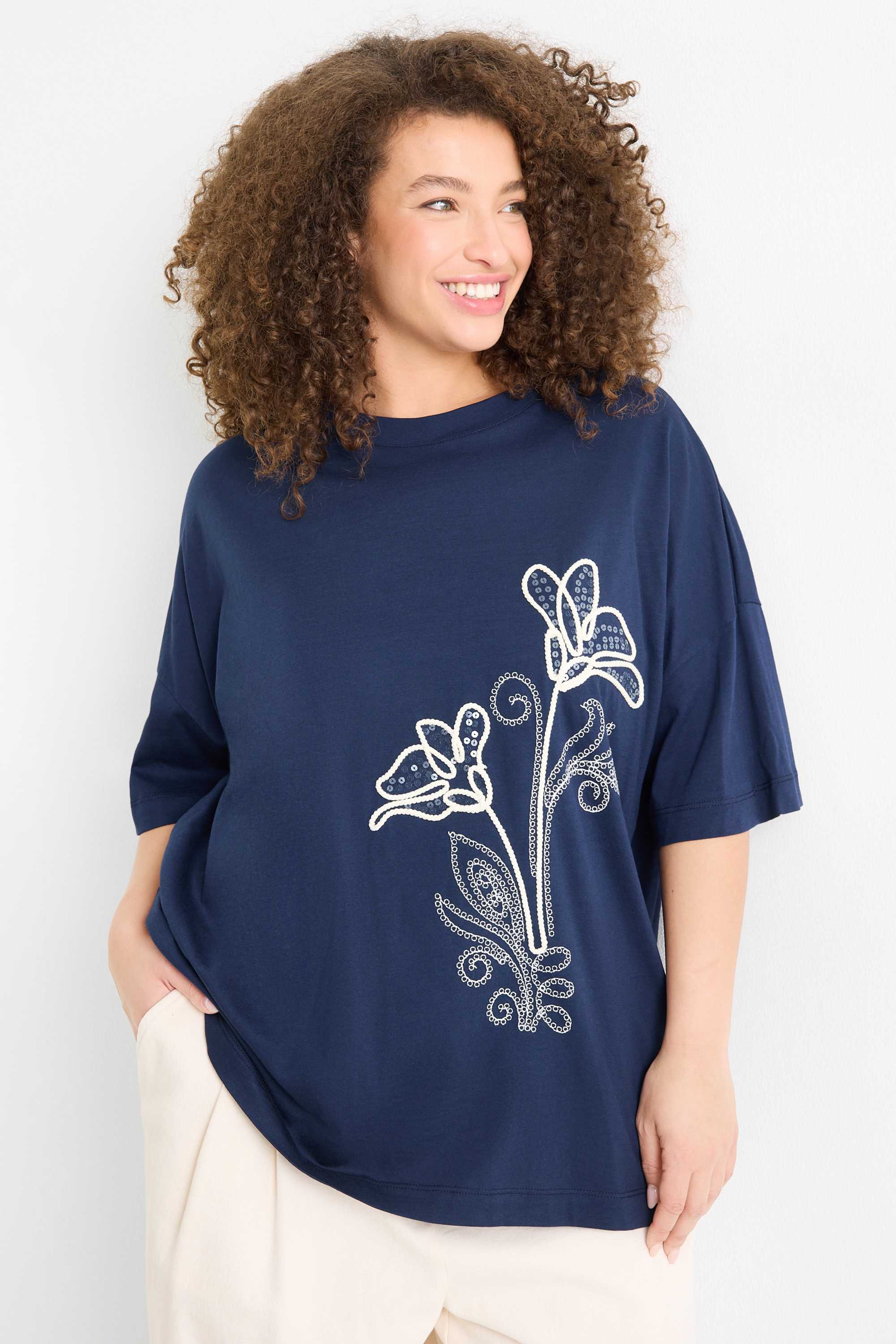 T-shirt - regular fit - shiny dark blue