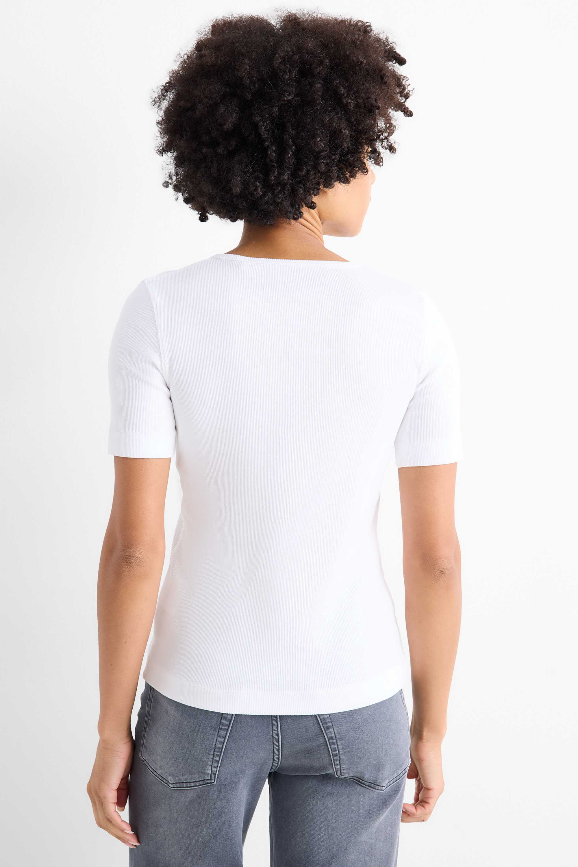 Multipack of 2 - T-shirt - slim fit - ribbed black / white