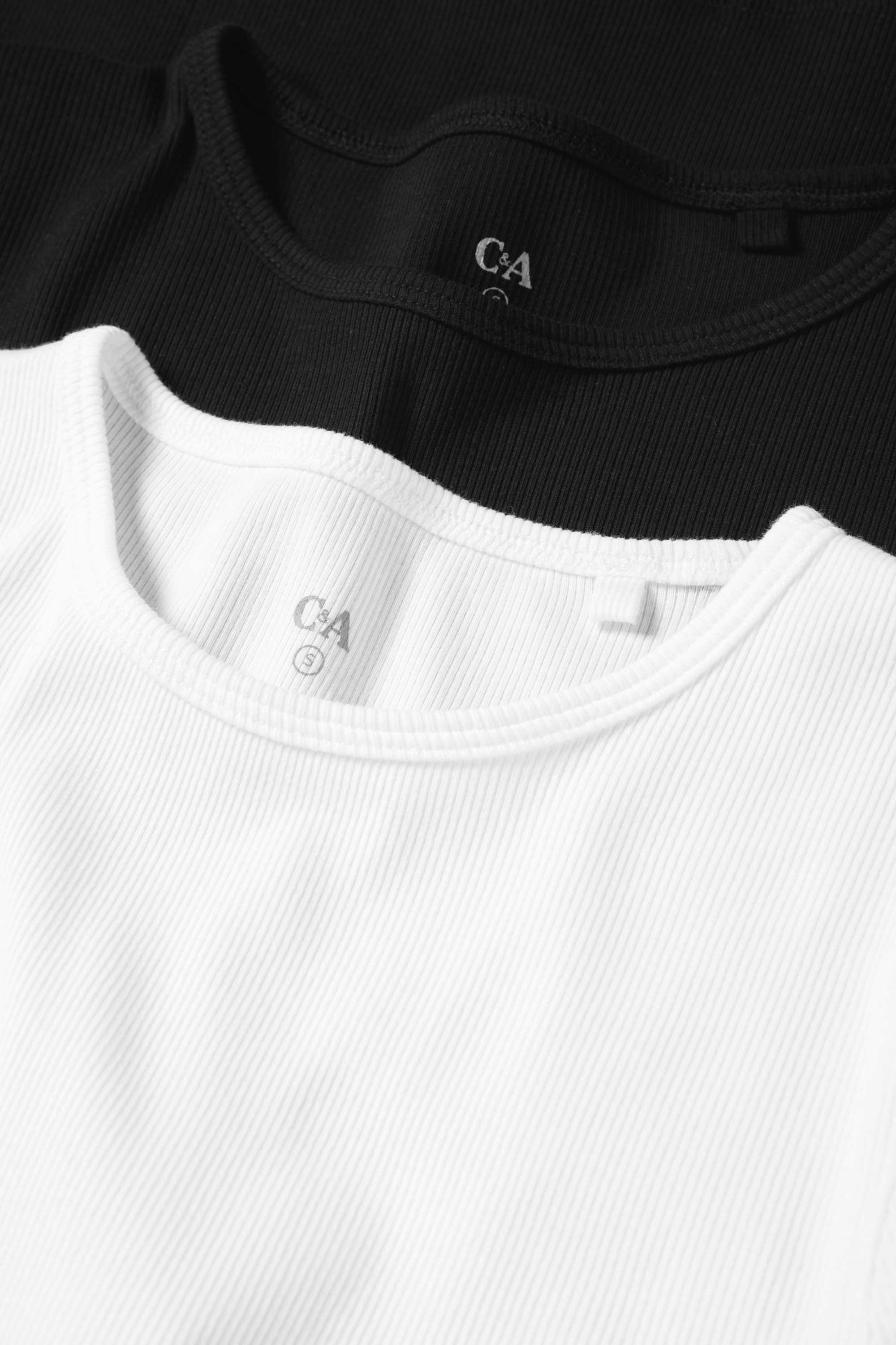 Multipack of 2 - T-shirt - slim fit - ribbed black / white