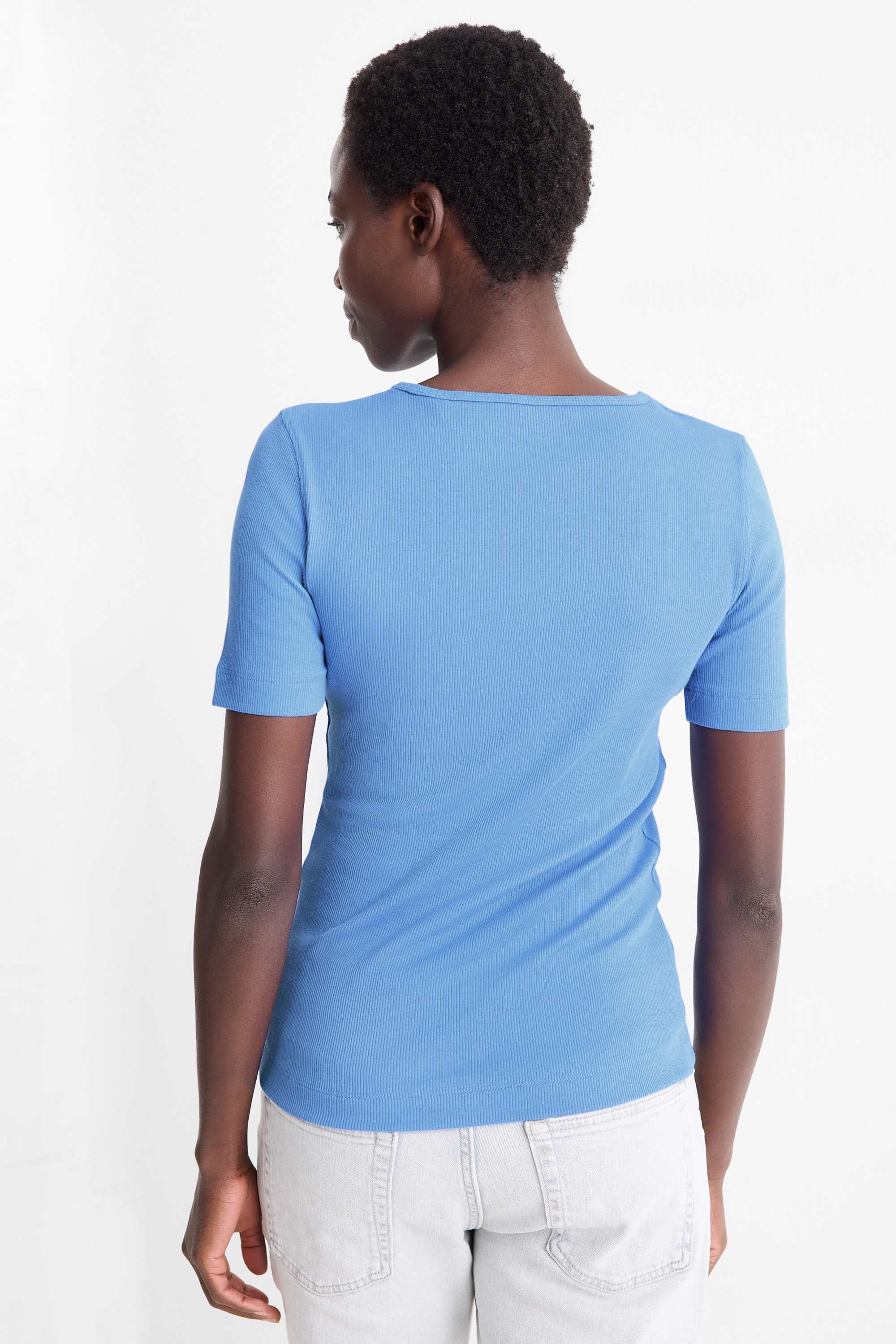 Multipack of 2 - T-shirt - slim fit - ribbed blue / black