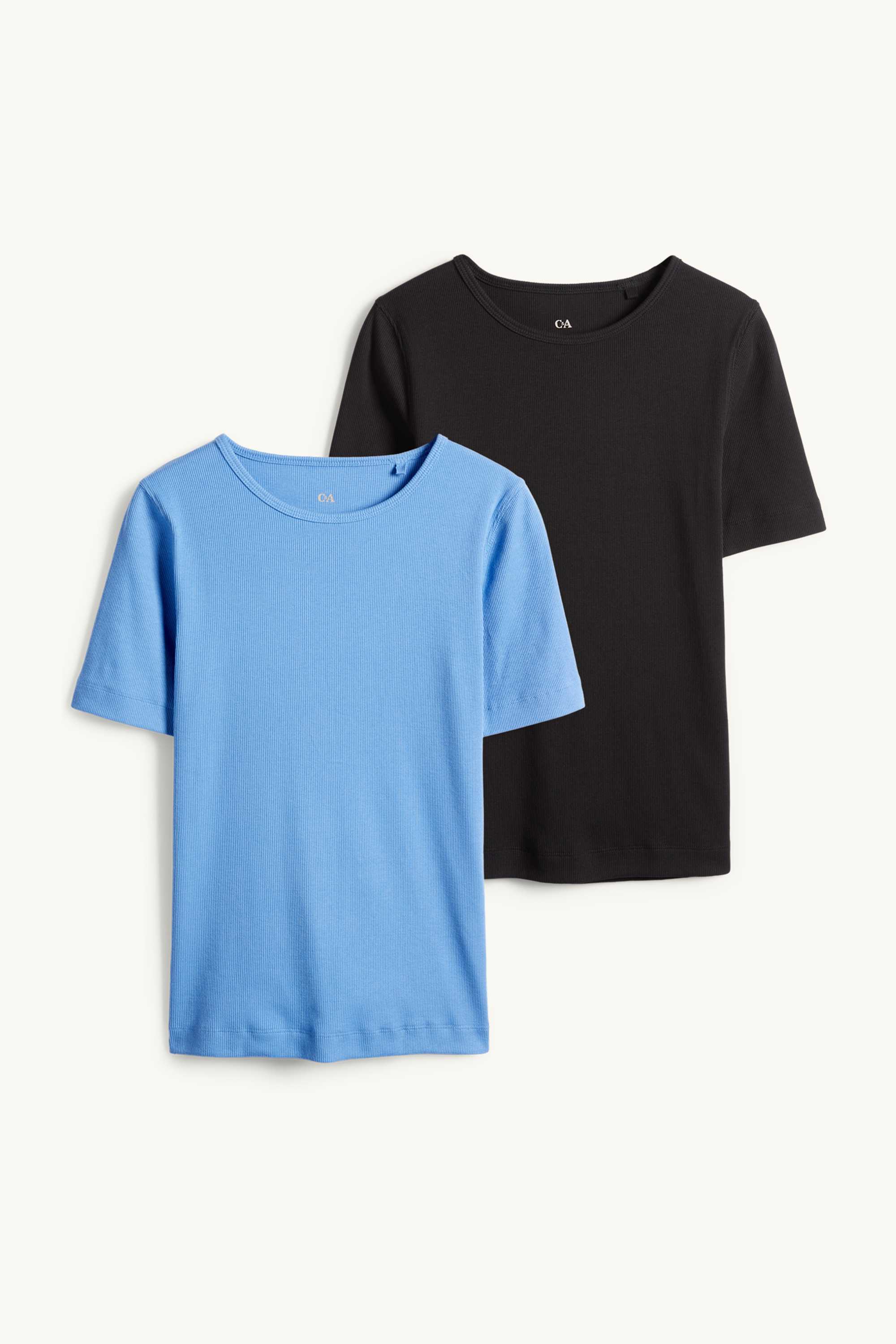 Multipack of 2 - T-shirt - slim fit - ribbed blue / black