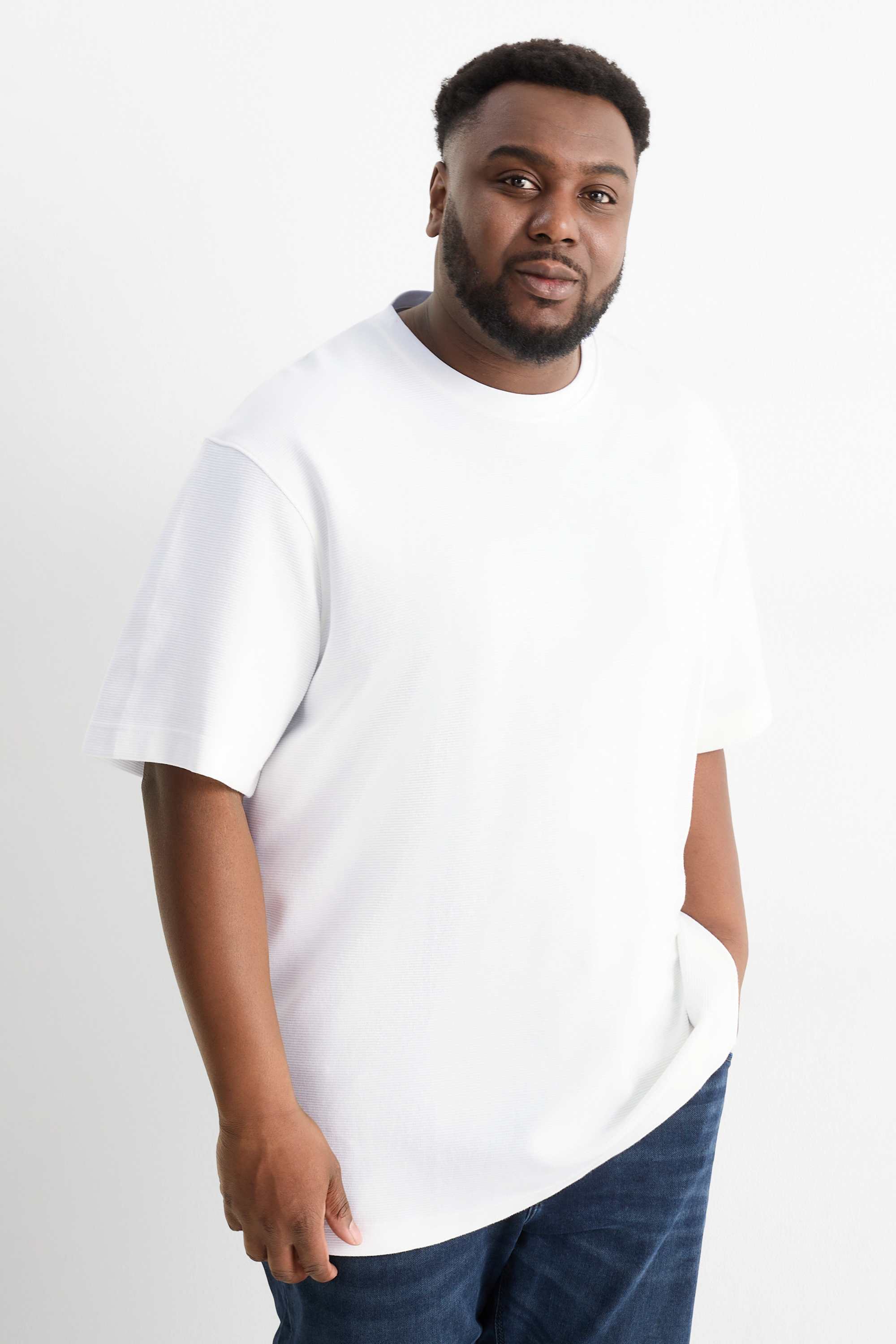 T-shirt - relaxed fit - ribbed white