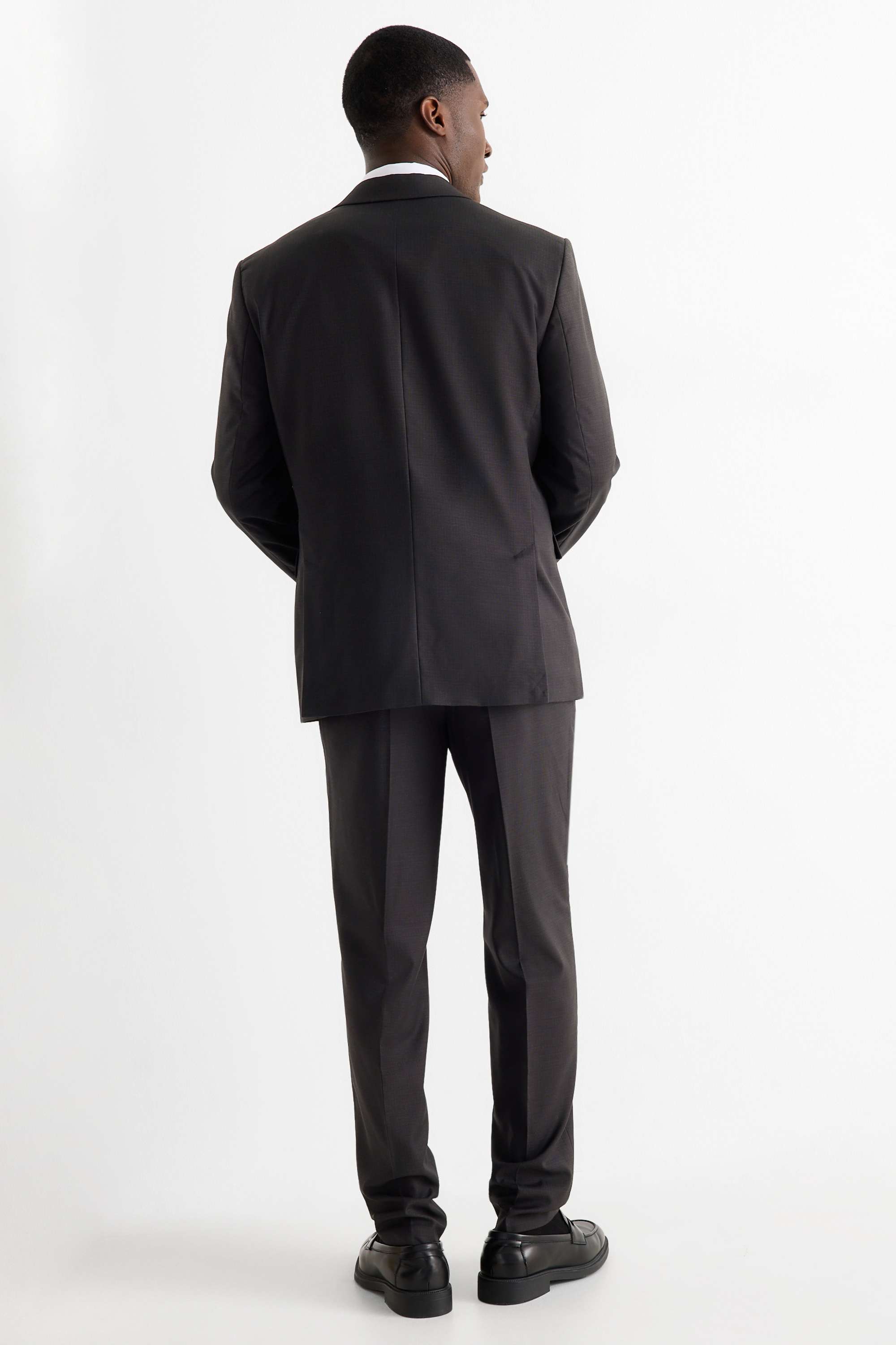 Suit with tie - regular fit - stretch - 4 piece black