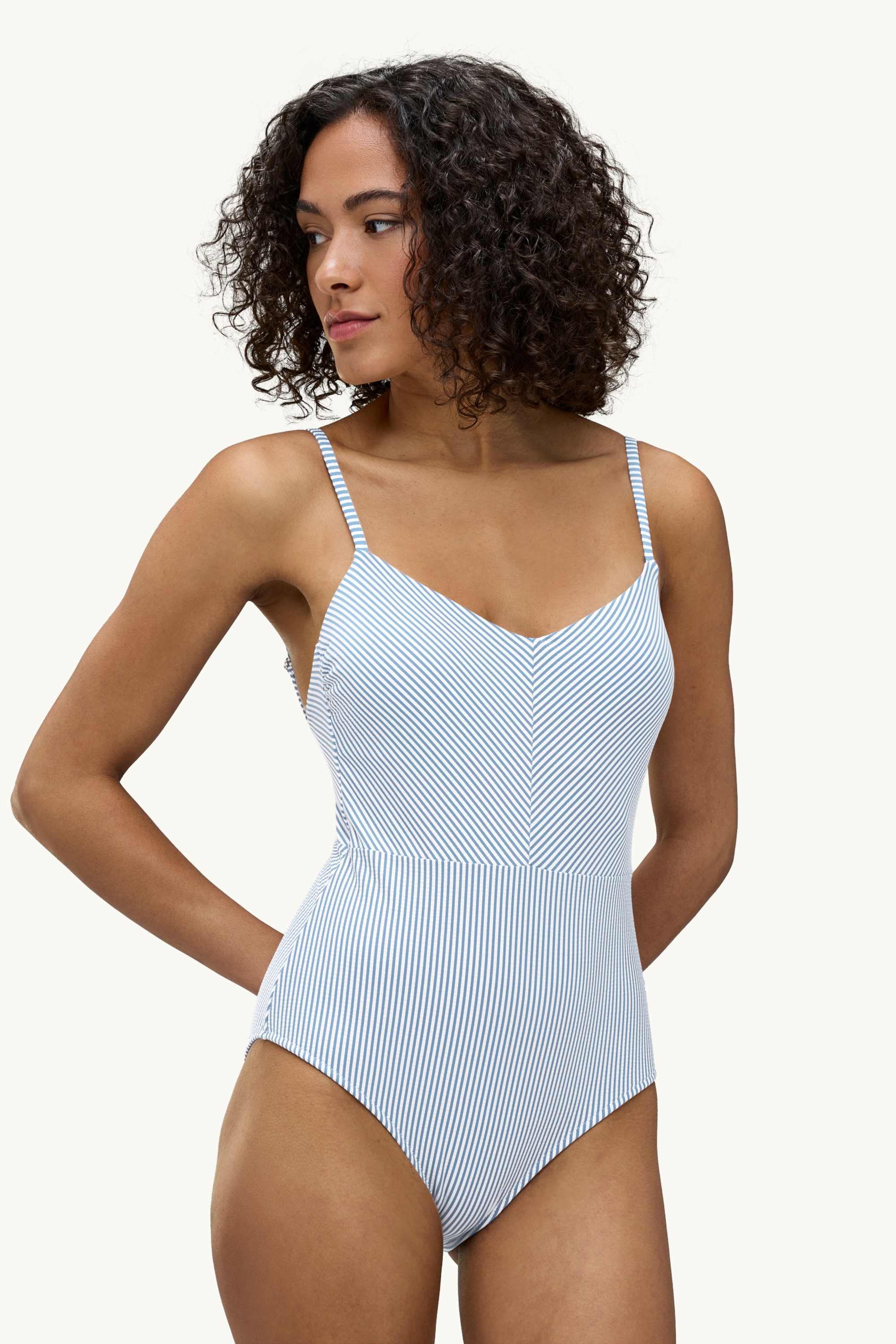 Swimsuit - padded - LYCRA® XTRA LIFE™ - striped blue / white