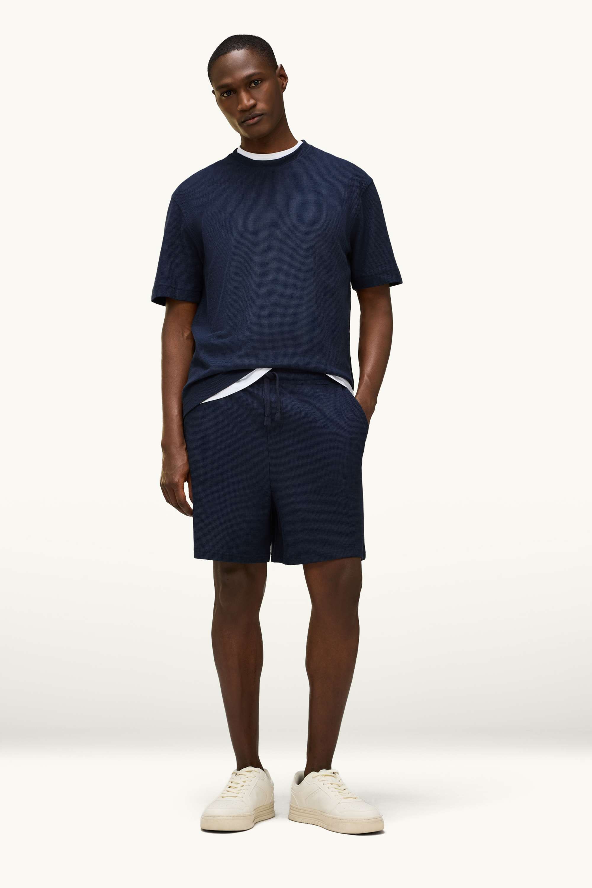 Sweat shorts - textured dark blue