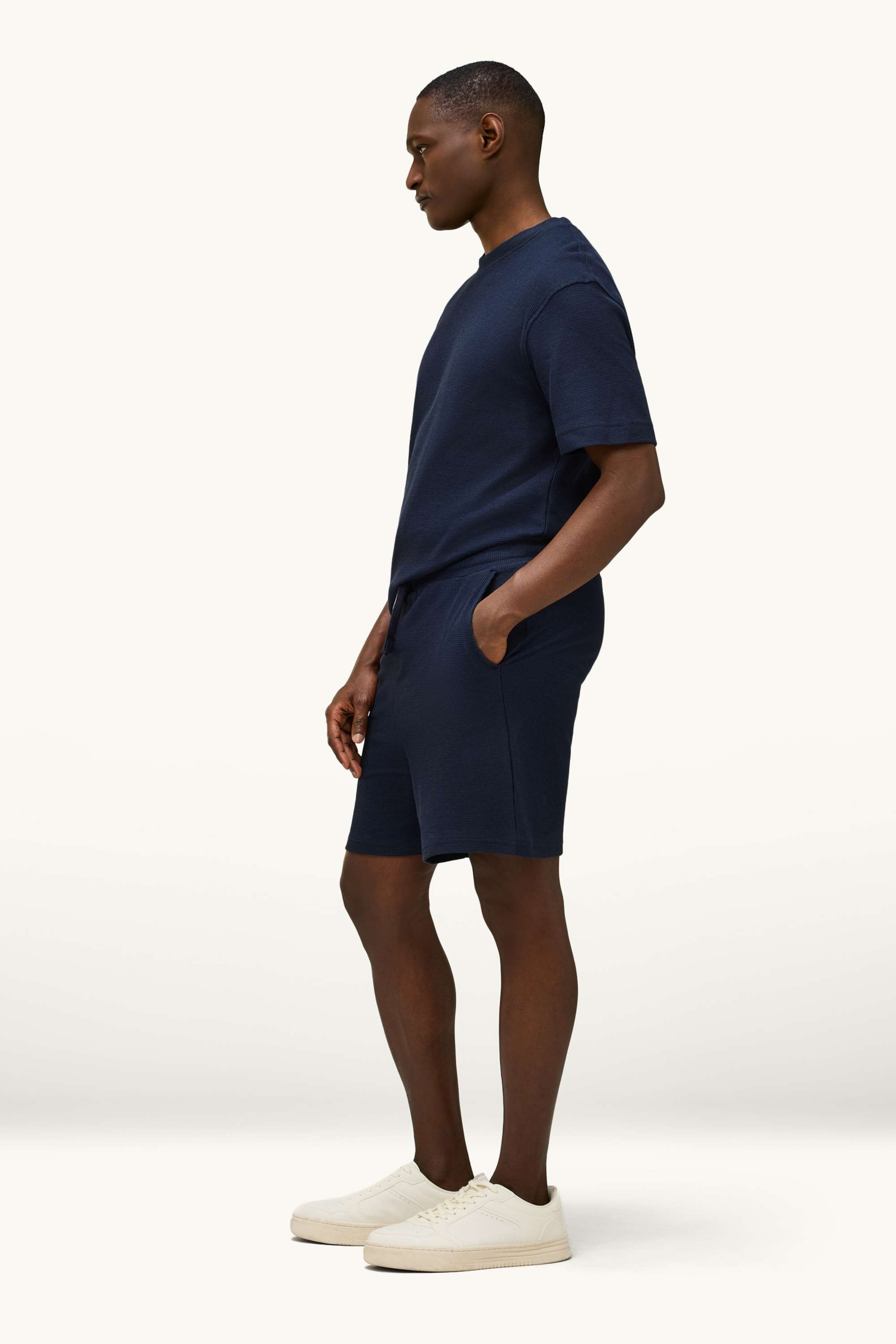 Sweat shorts - textured dark blue
