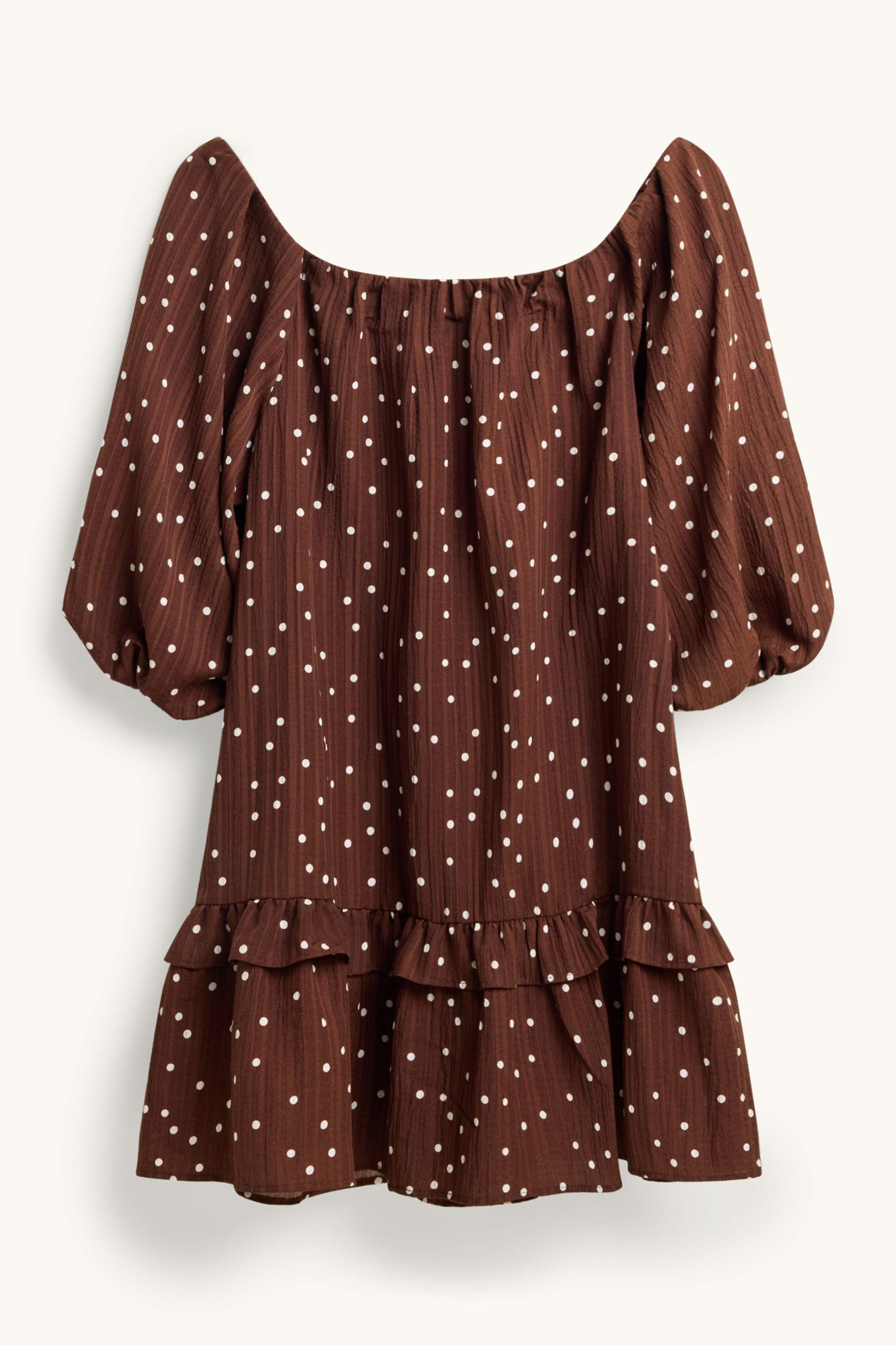 Cheesecloth dress - polka dot brown