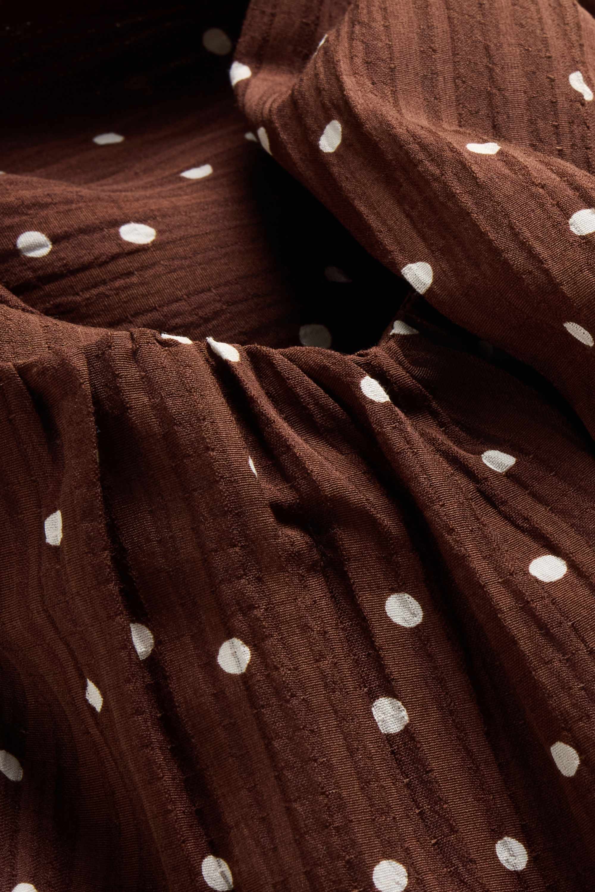 Cheesecloth dress - polka dot brown