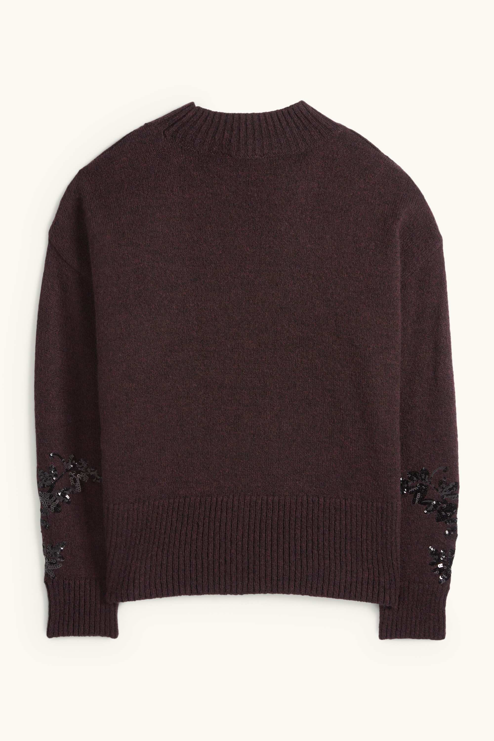 Jumper - wool blend - shiny dark brown