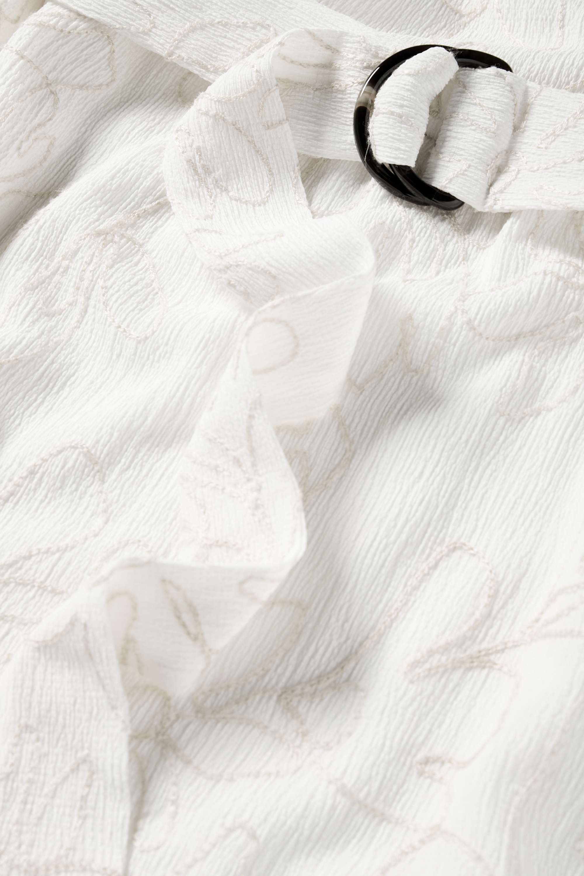 Fit & flare dress with belt - floral - textured cremewhite