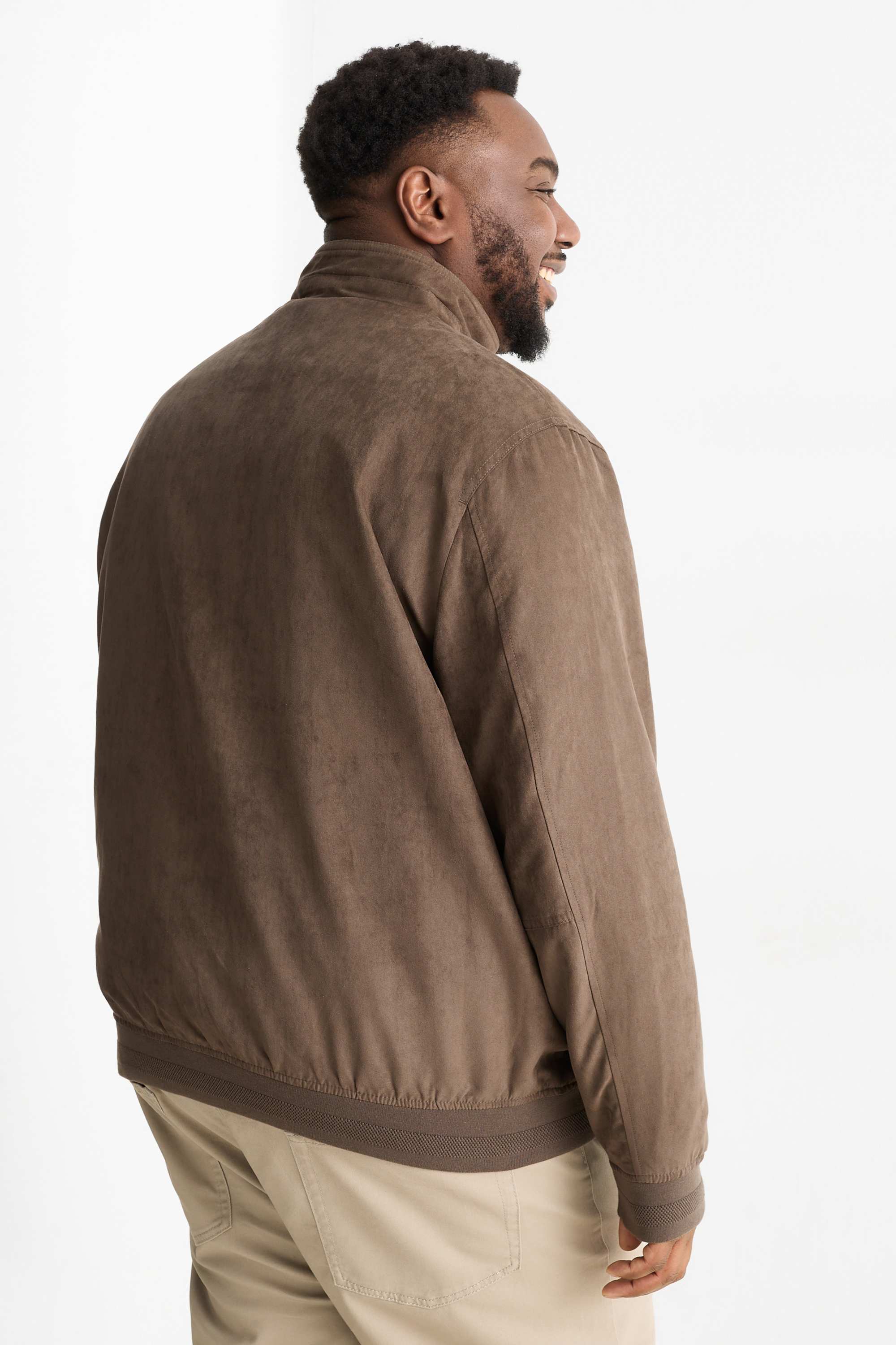 Bomber jacket - faux leather dark brown