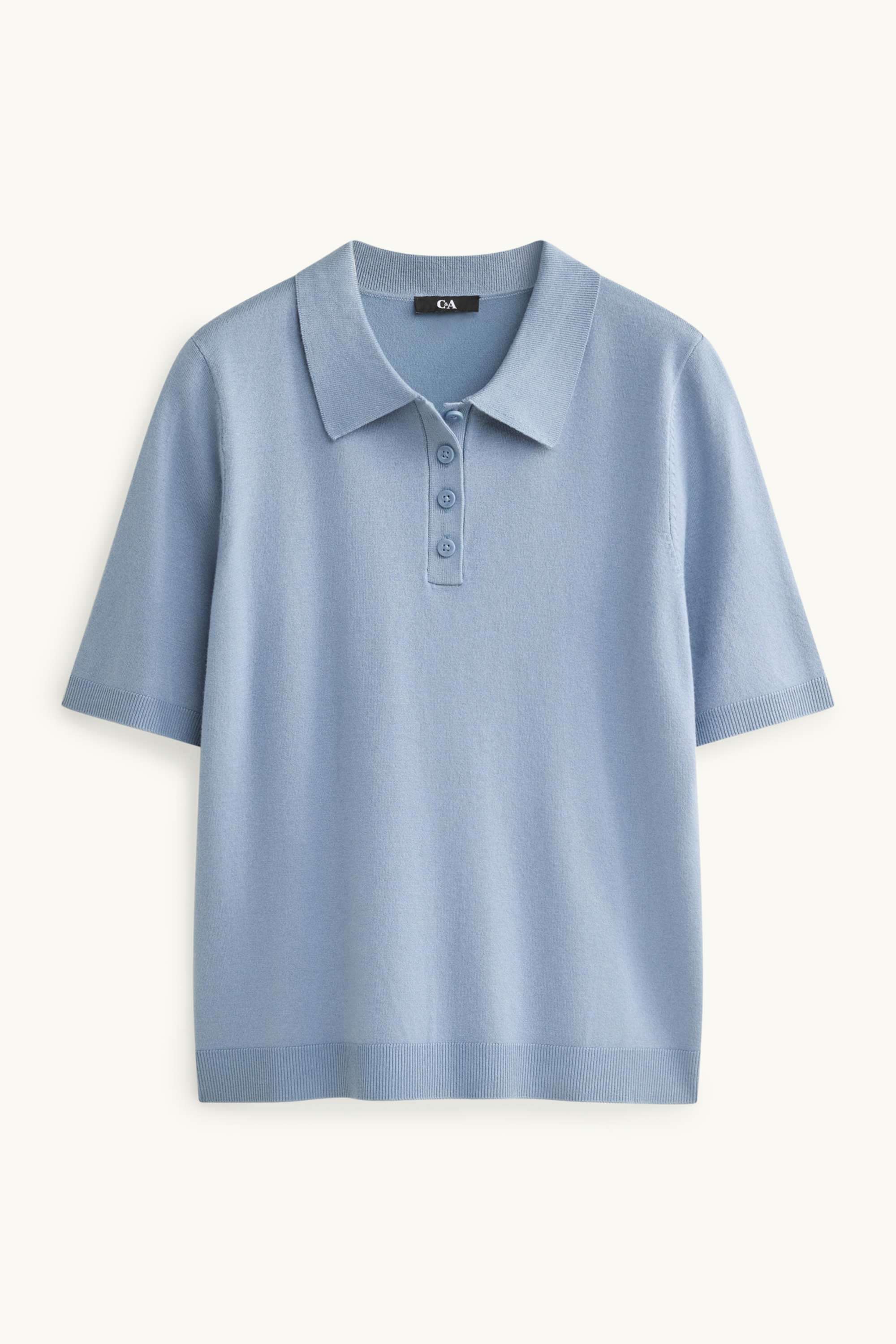 Knitted polo shirt - regular fit light blue