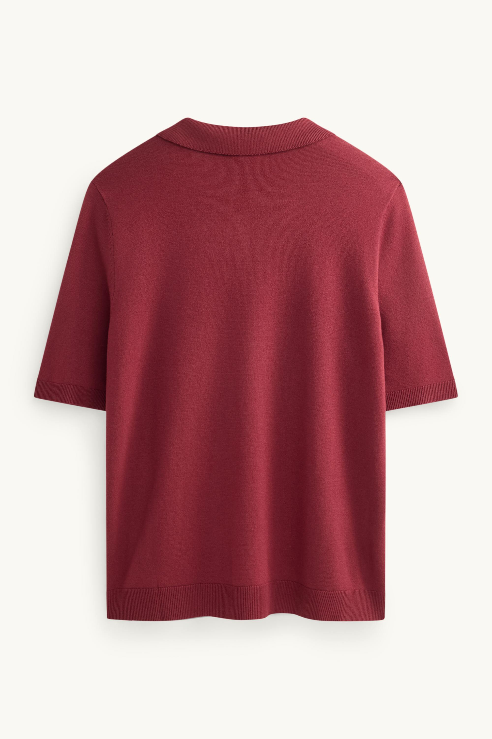 Knitted polo shirt - regular fit dark red