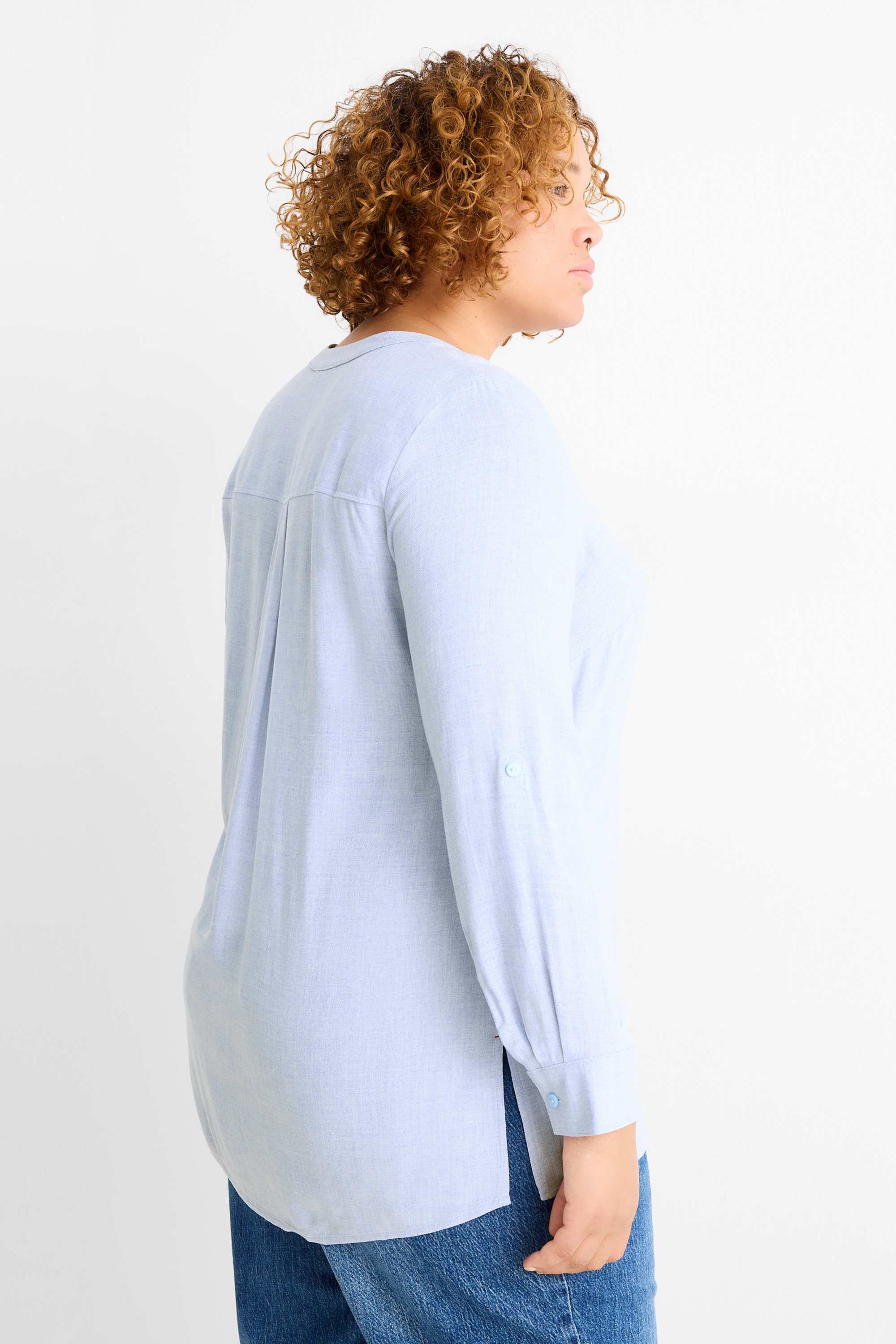 V-neck blouse light blue