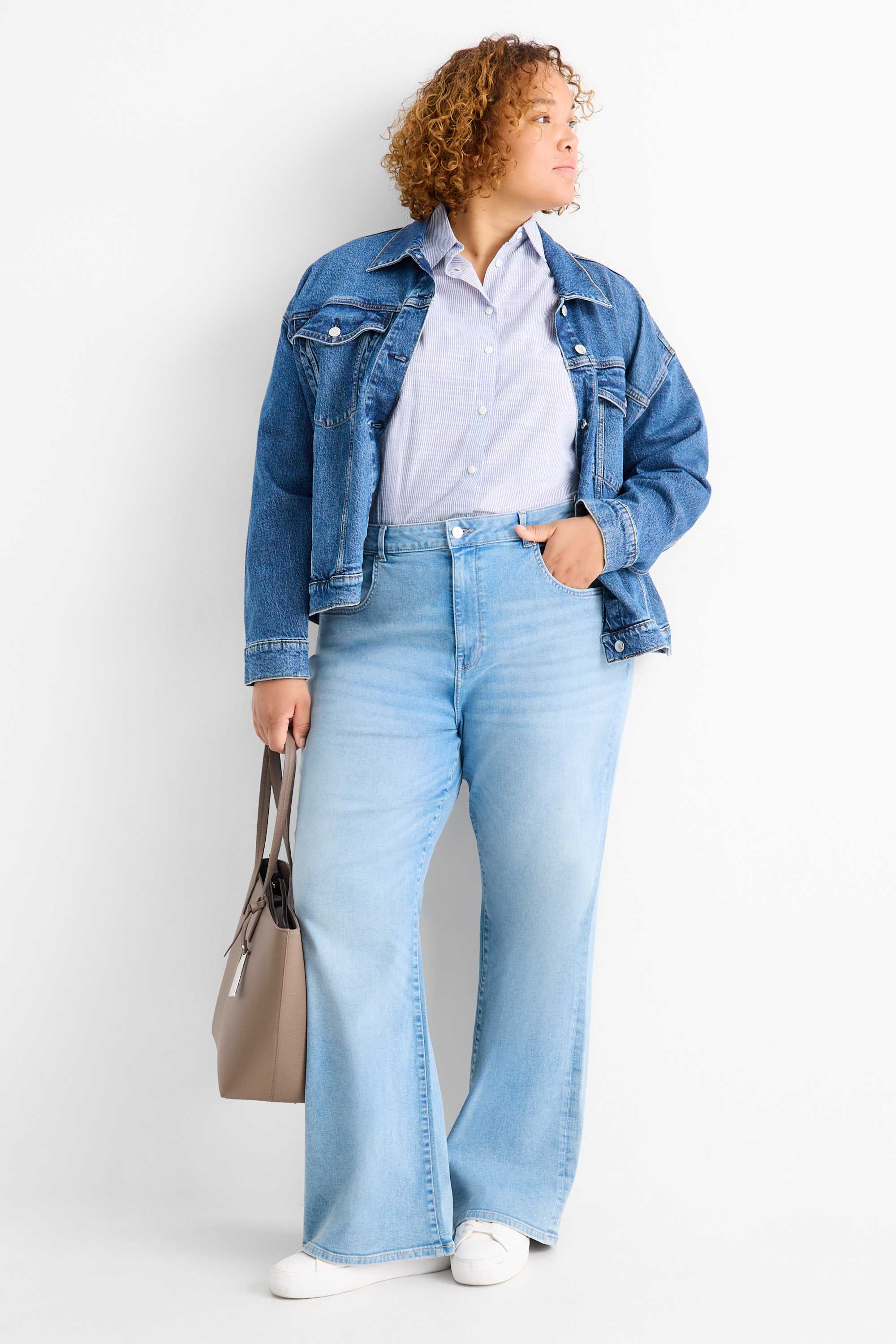 Blouse - striped white / light blue