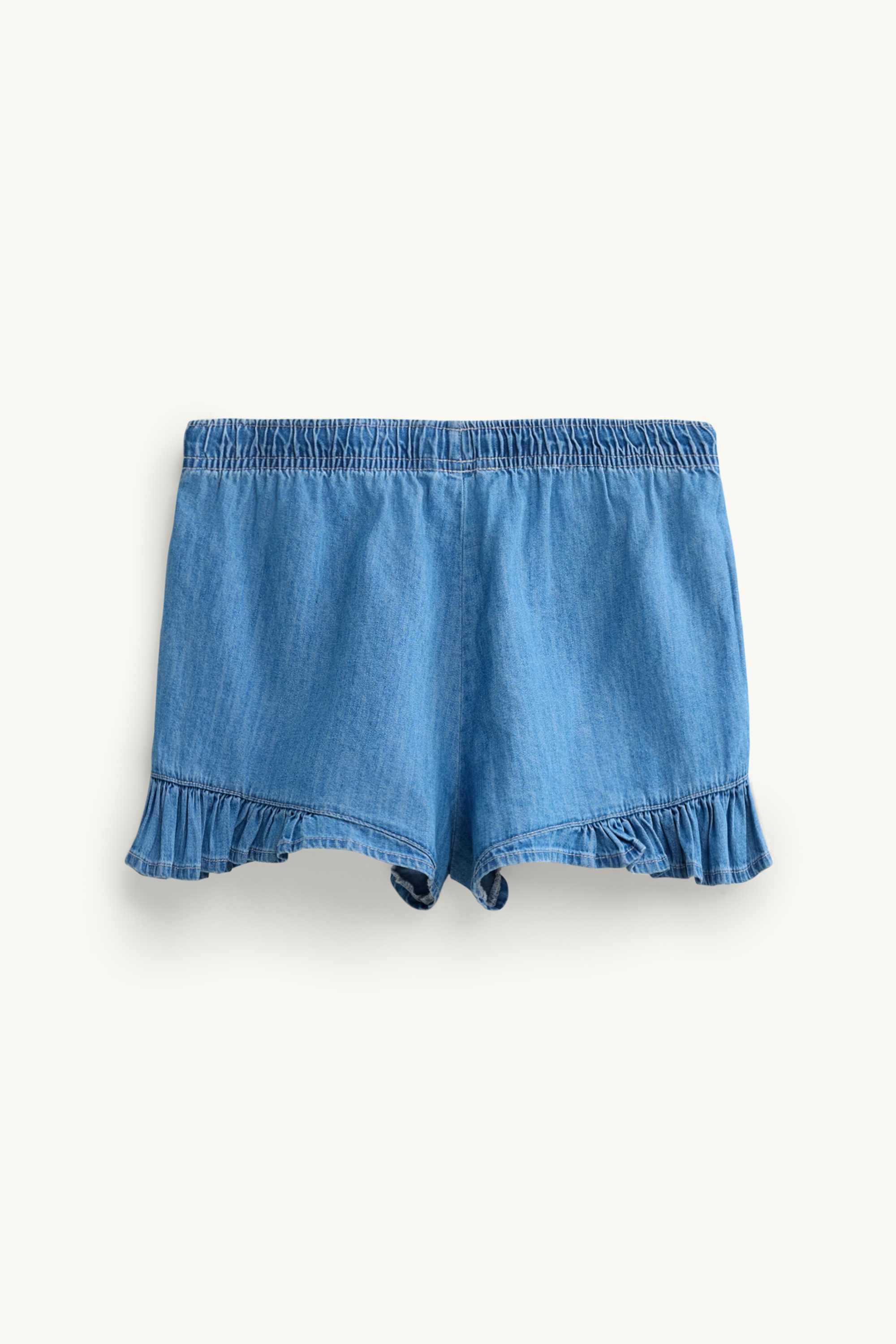 Shorts - mid-rise waist - denim look blue