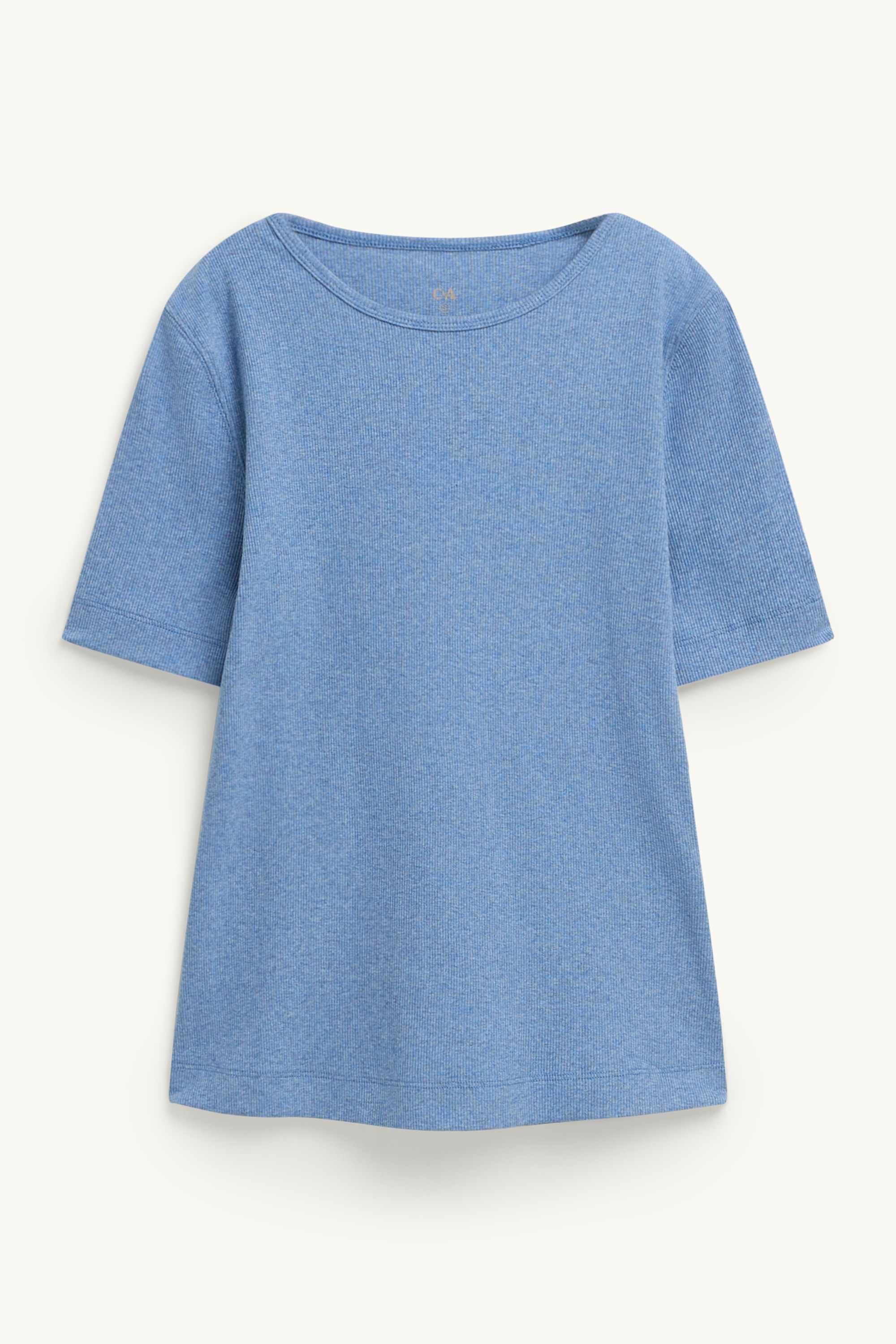 T-shirt - slim fit - ribbed blue