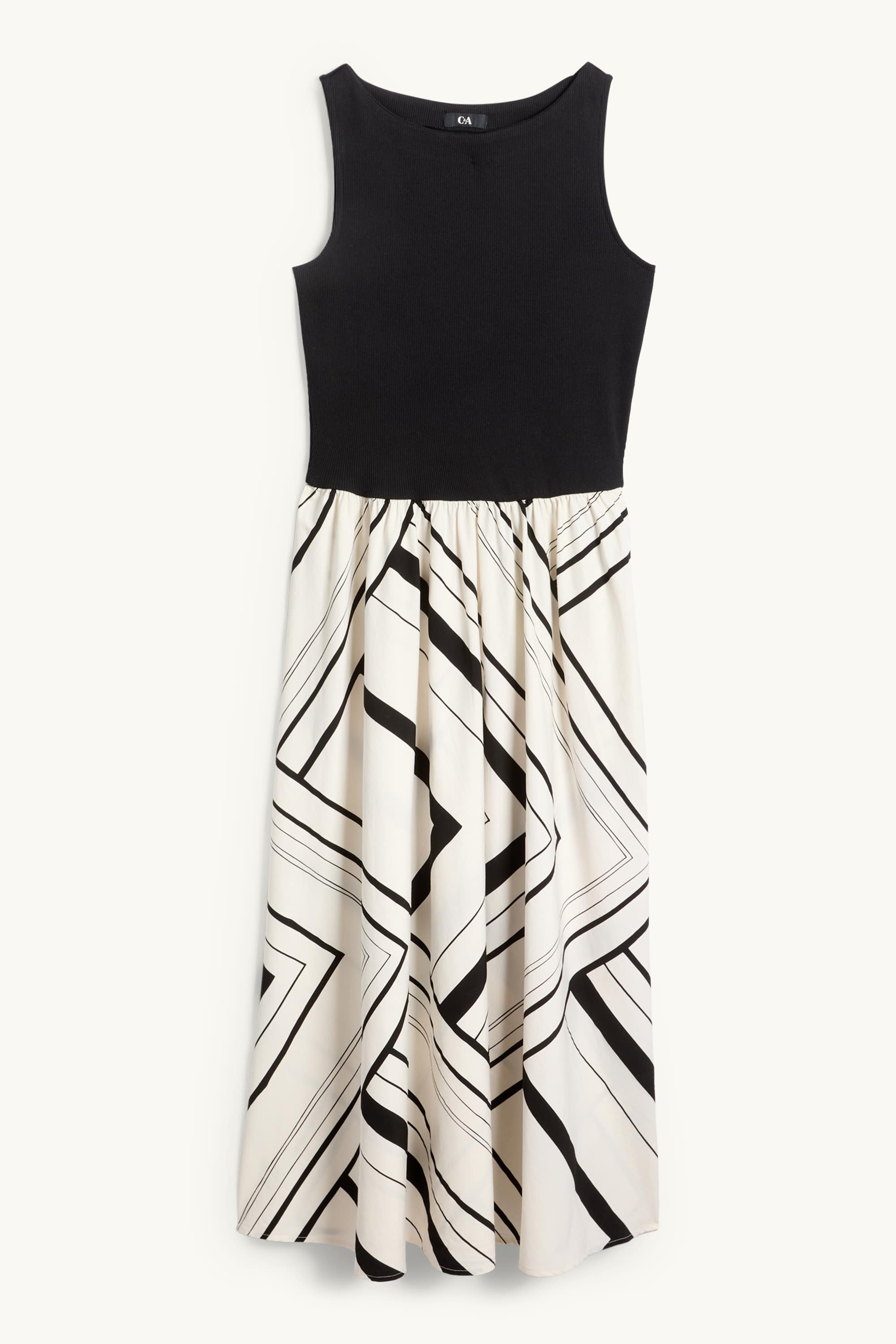 Fit & flare dress black / beige