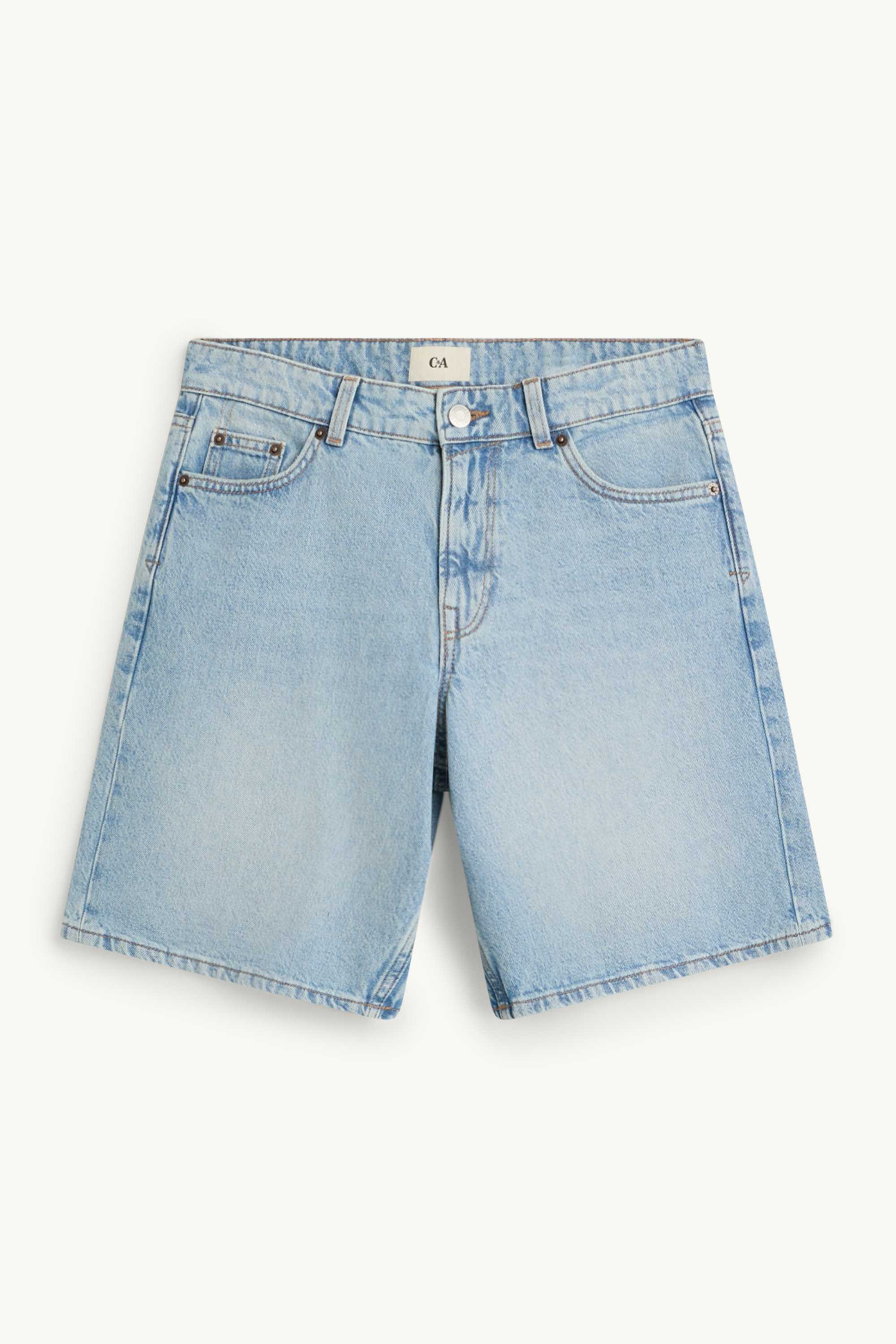 Denim Bermuda shorts - low-rise waist light blue