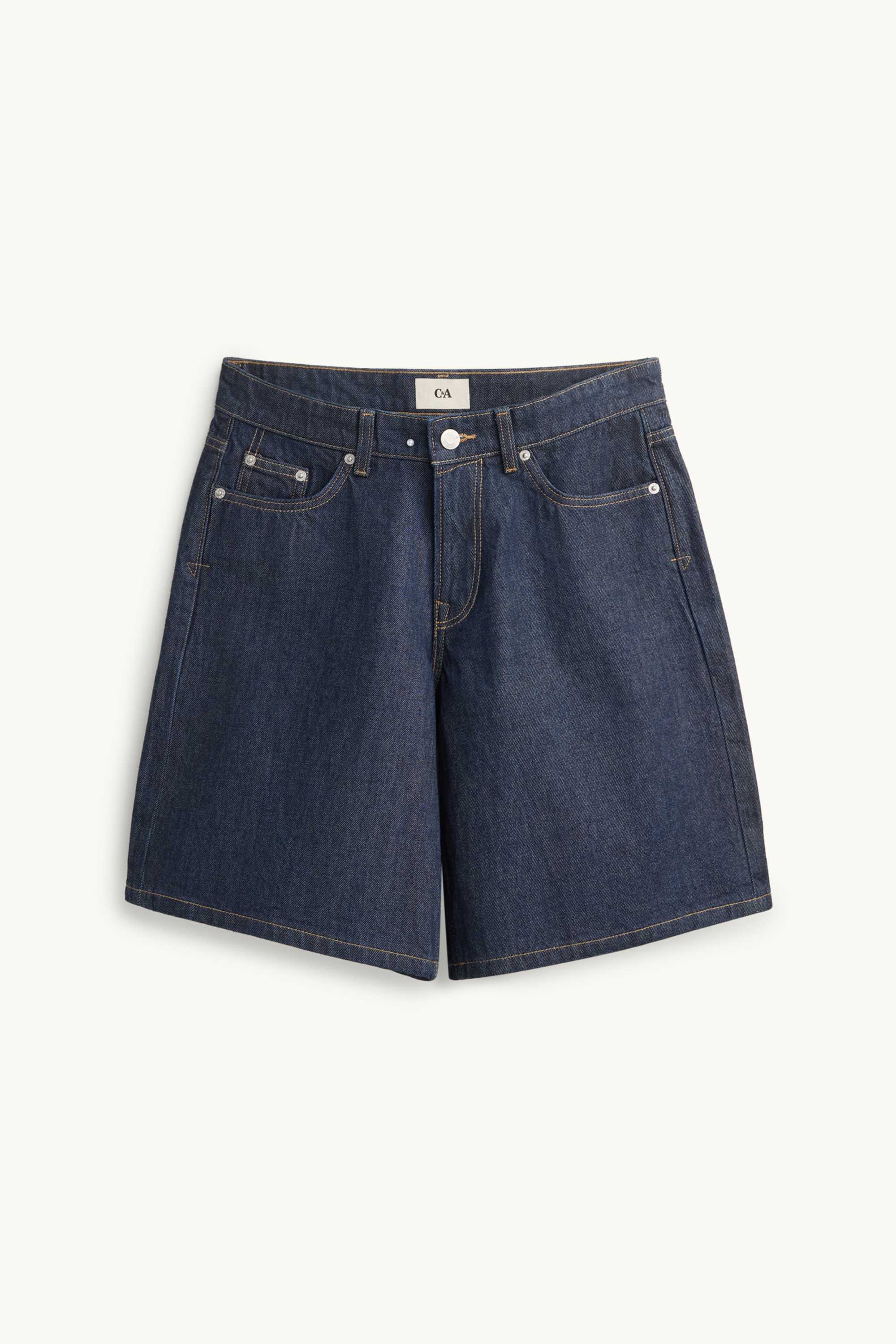 Denim Bermuda shorts - low-rise waist dark blue