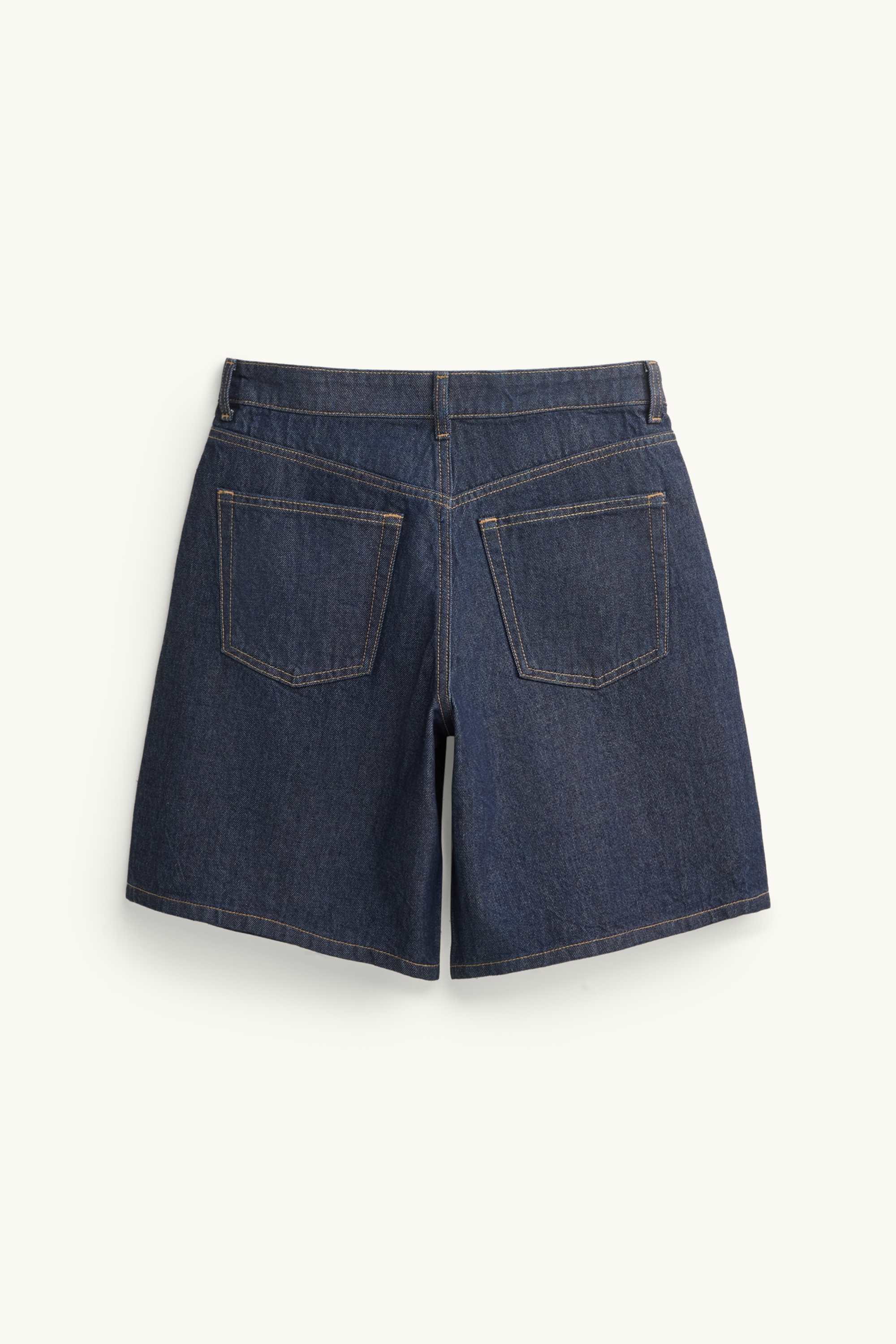 Denim Bermuda shorts - low-rise waist dark blue