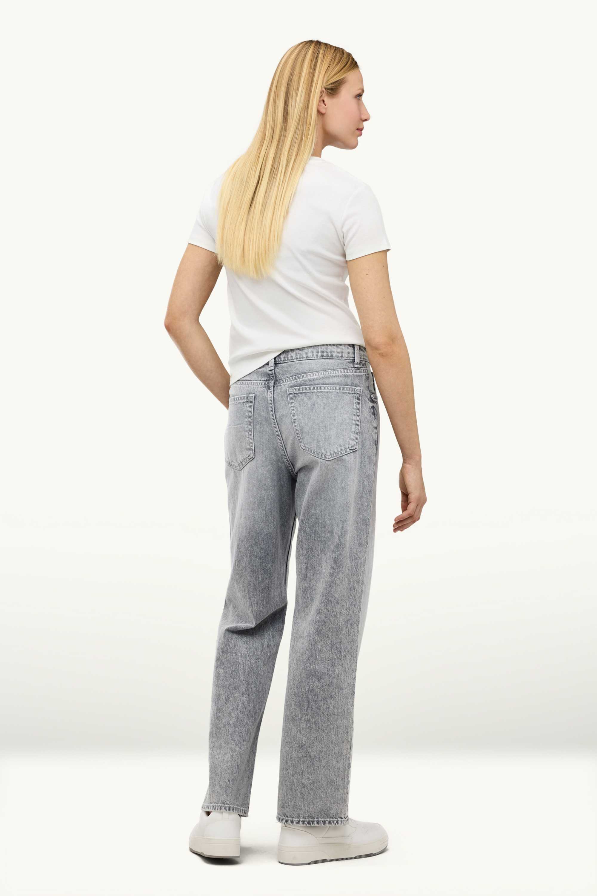 Baggy jeans - mid-rise waist denim-light gray