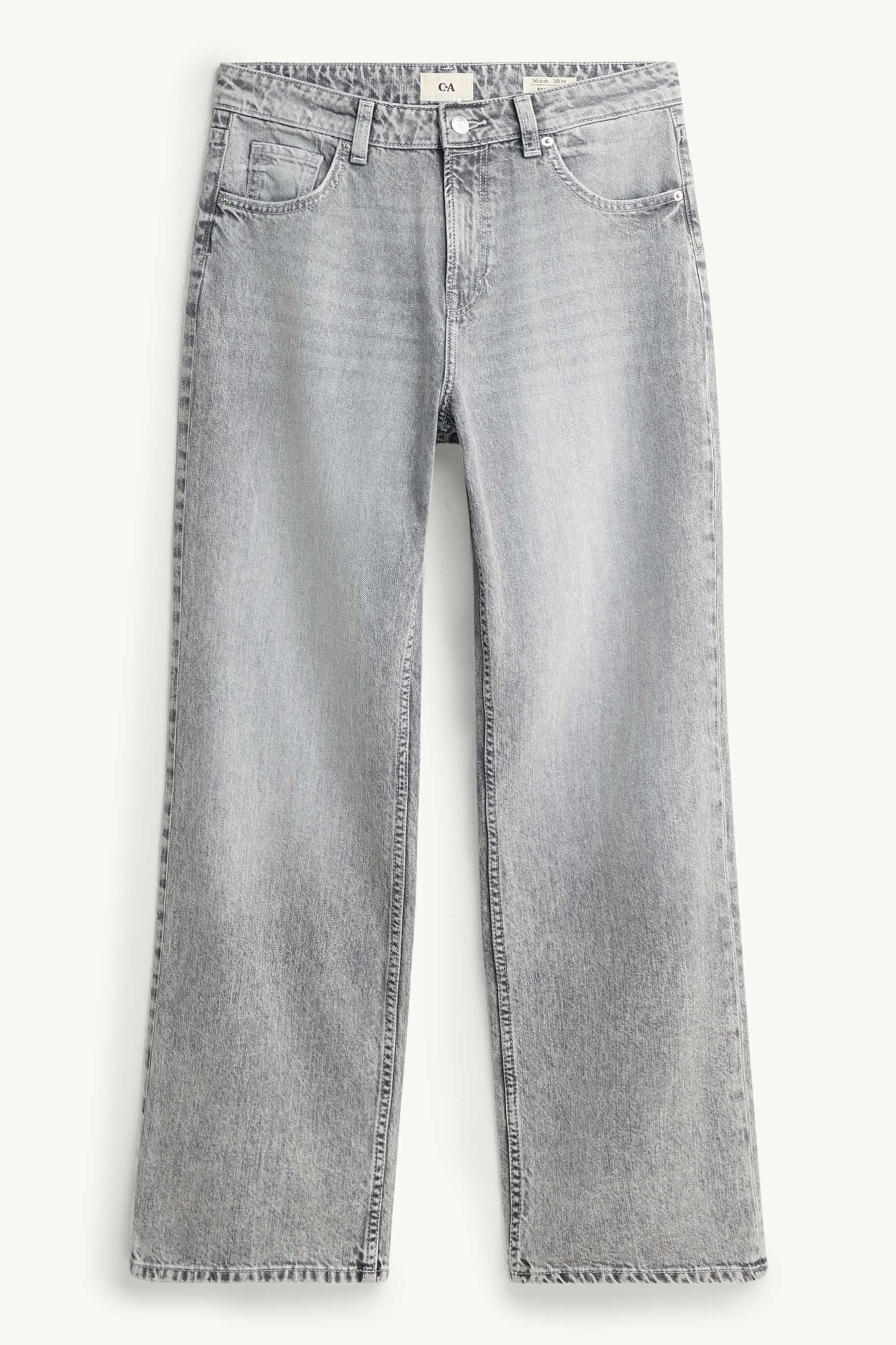 Baggy jeans - mid-rise waist denim-light gray