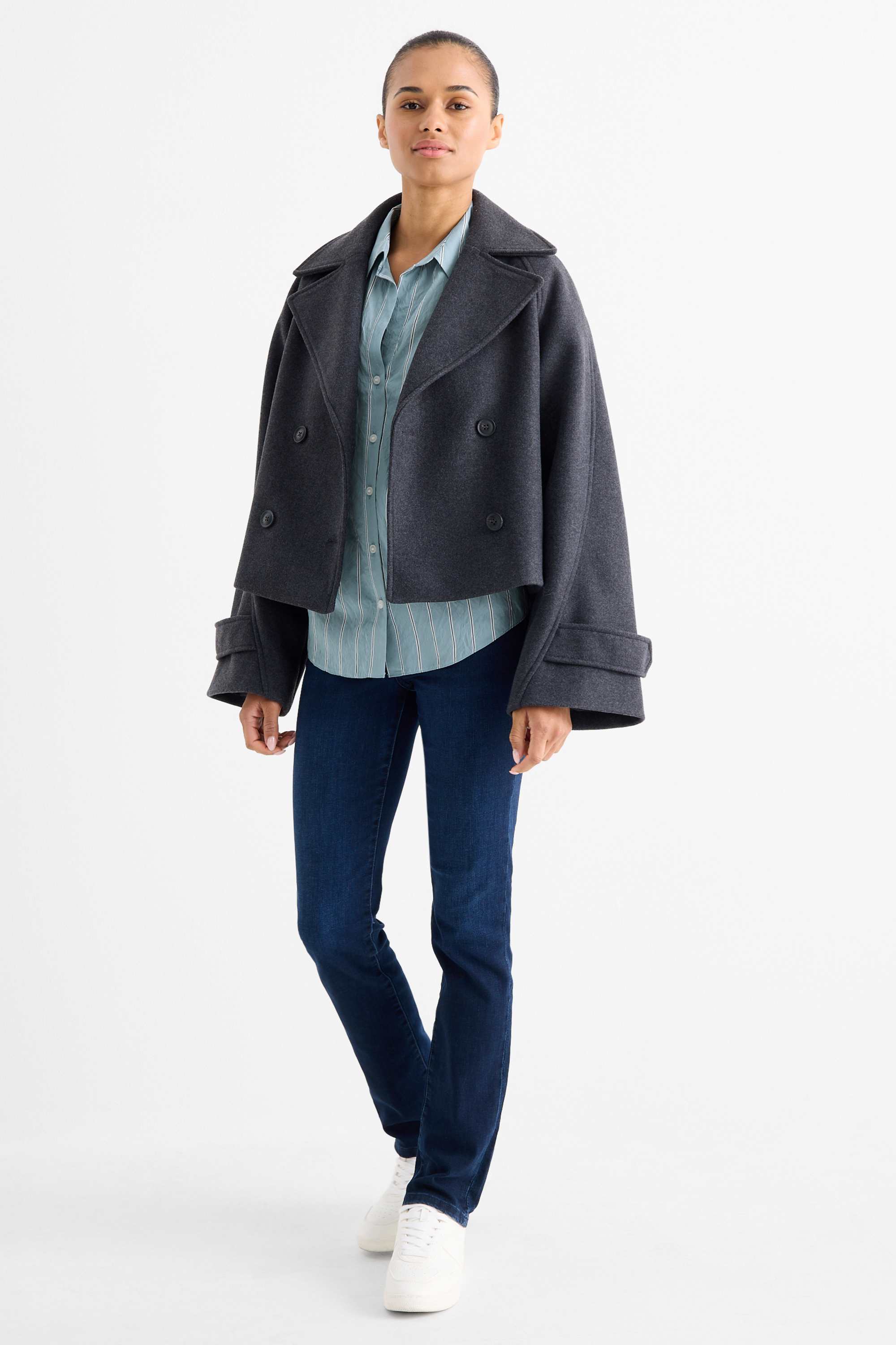 Blouse - striped turquoise