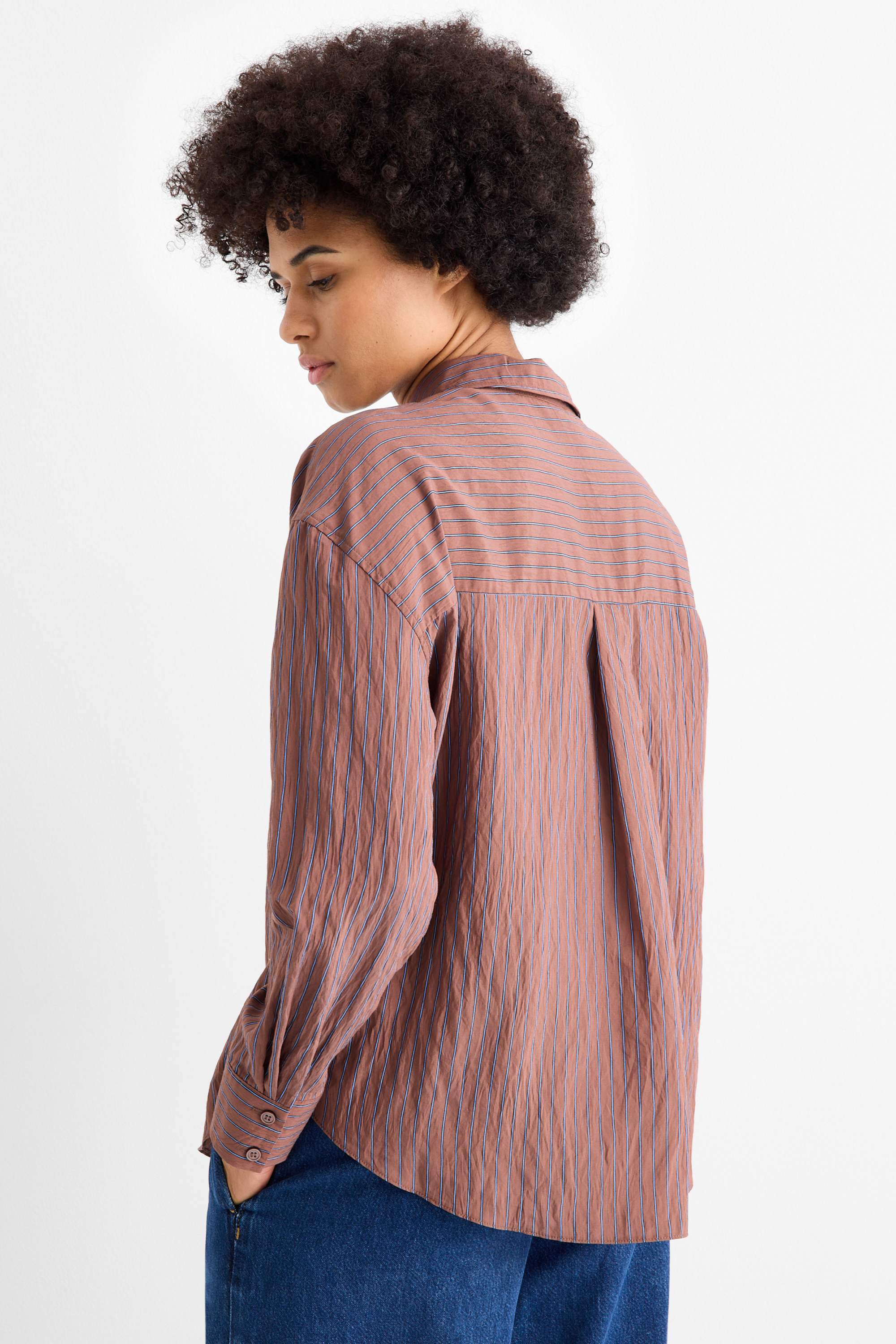 Blouse - striped brown / blue