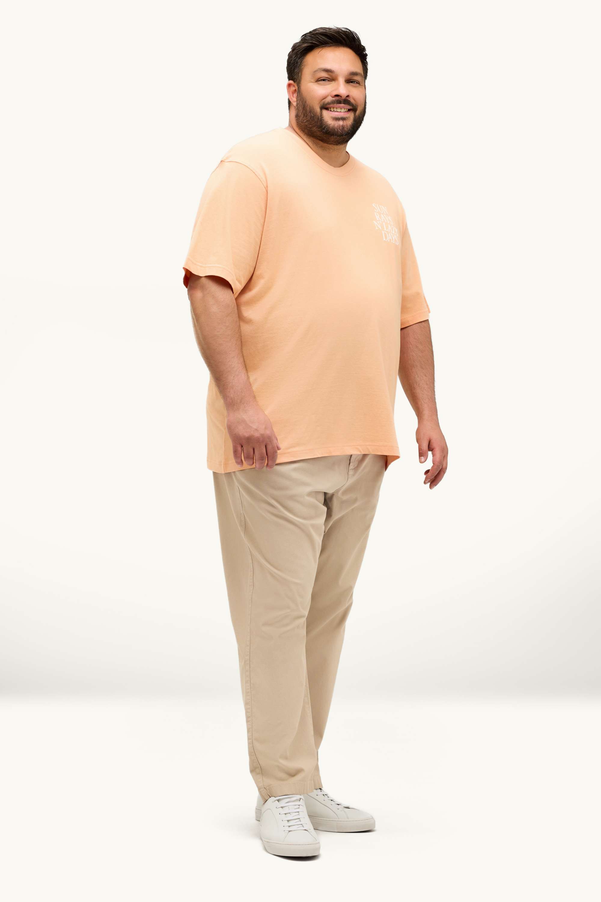 Chinos - tapered fit - textured light beige
