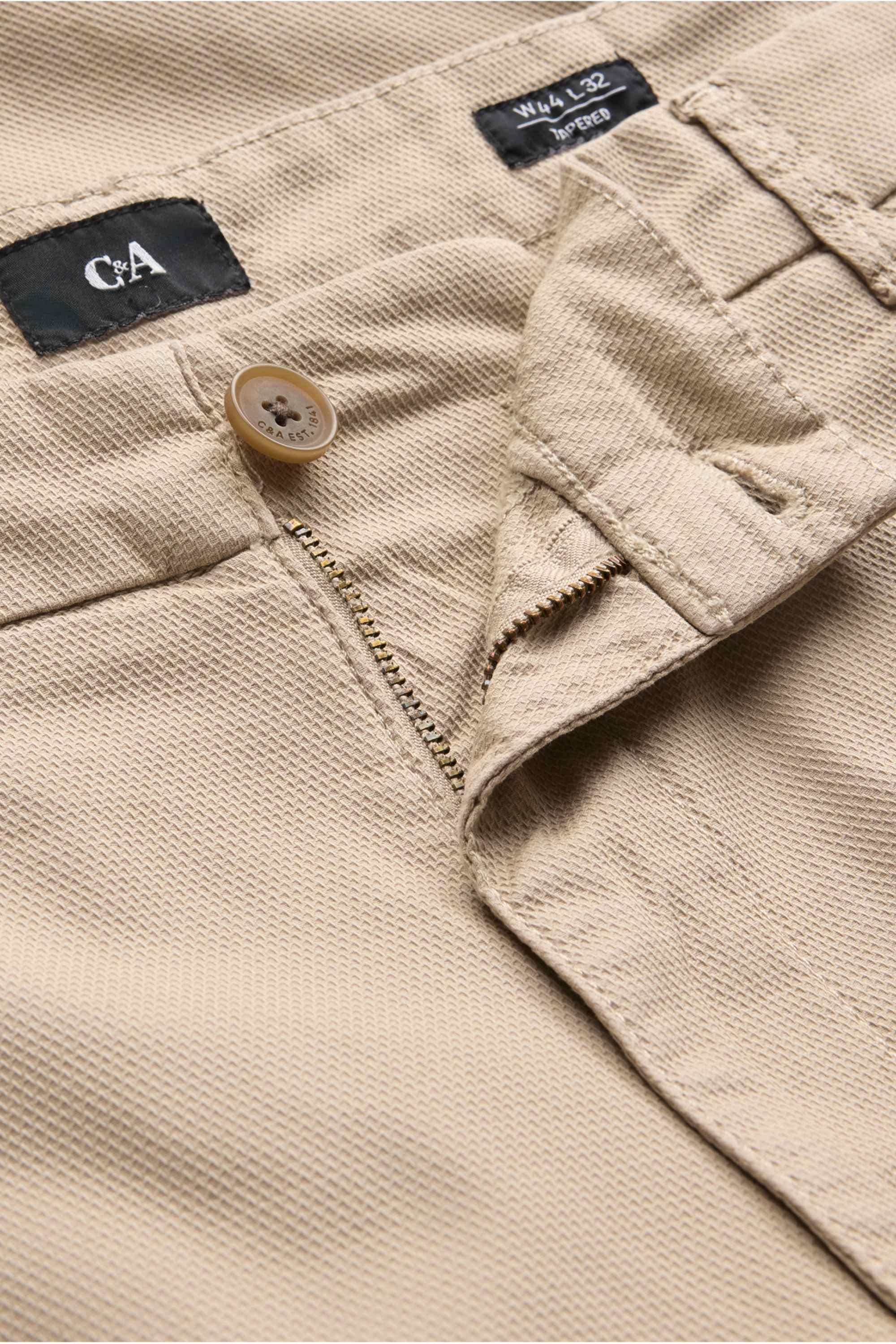 Chinos - tapered fit - textured light beige