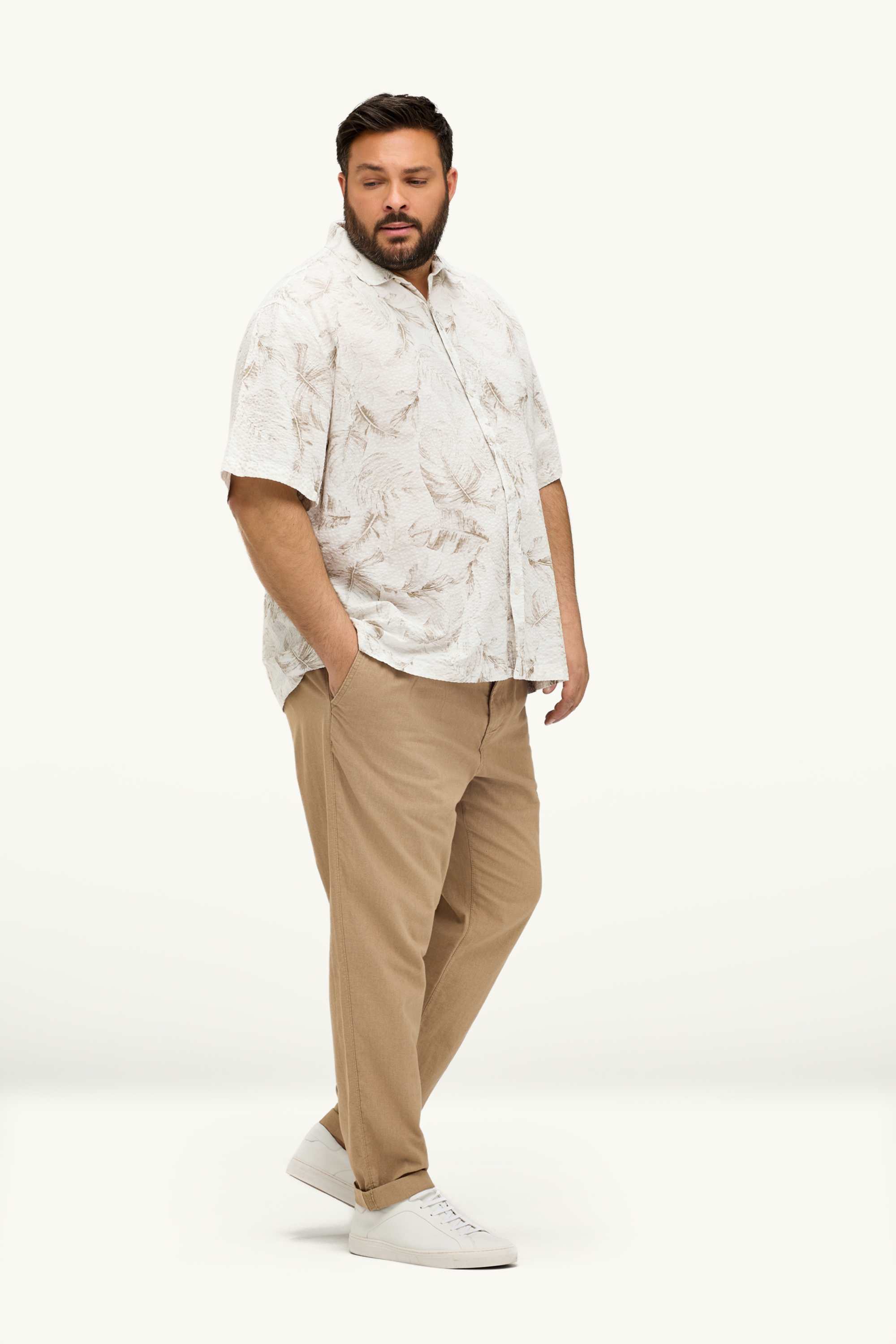 Chinos - tapered fit - linen blend light brown