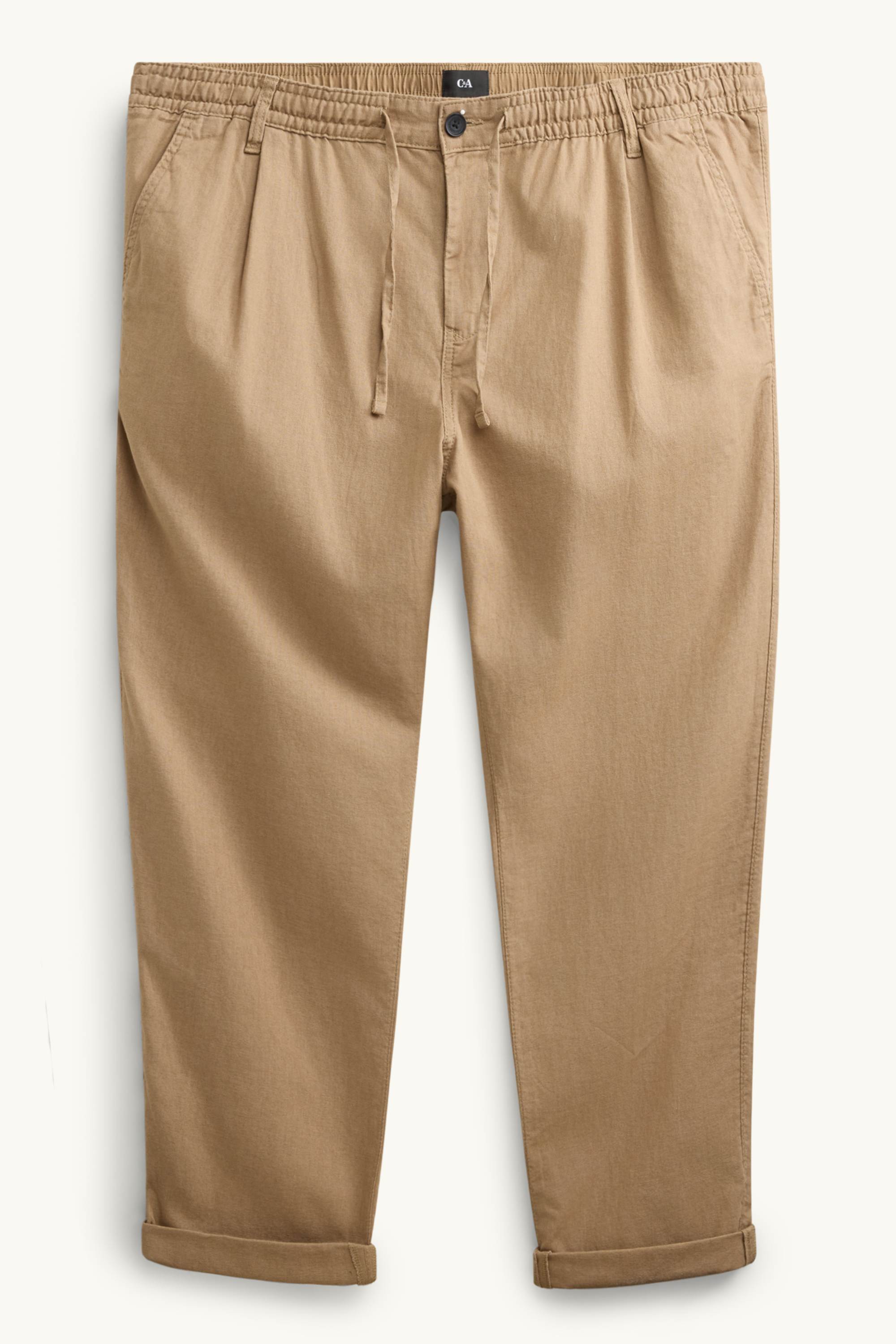 Chinos - tapered fit - linen blend light brown