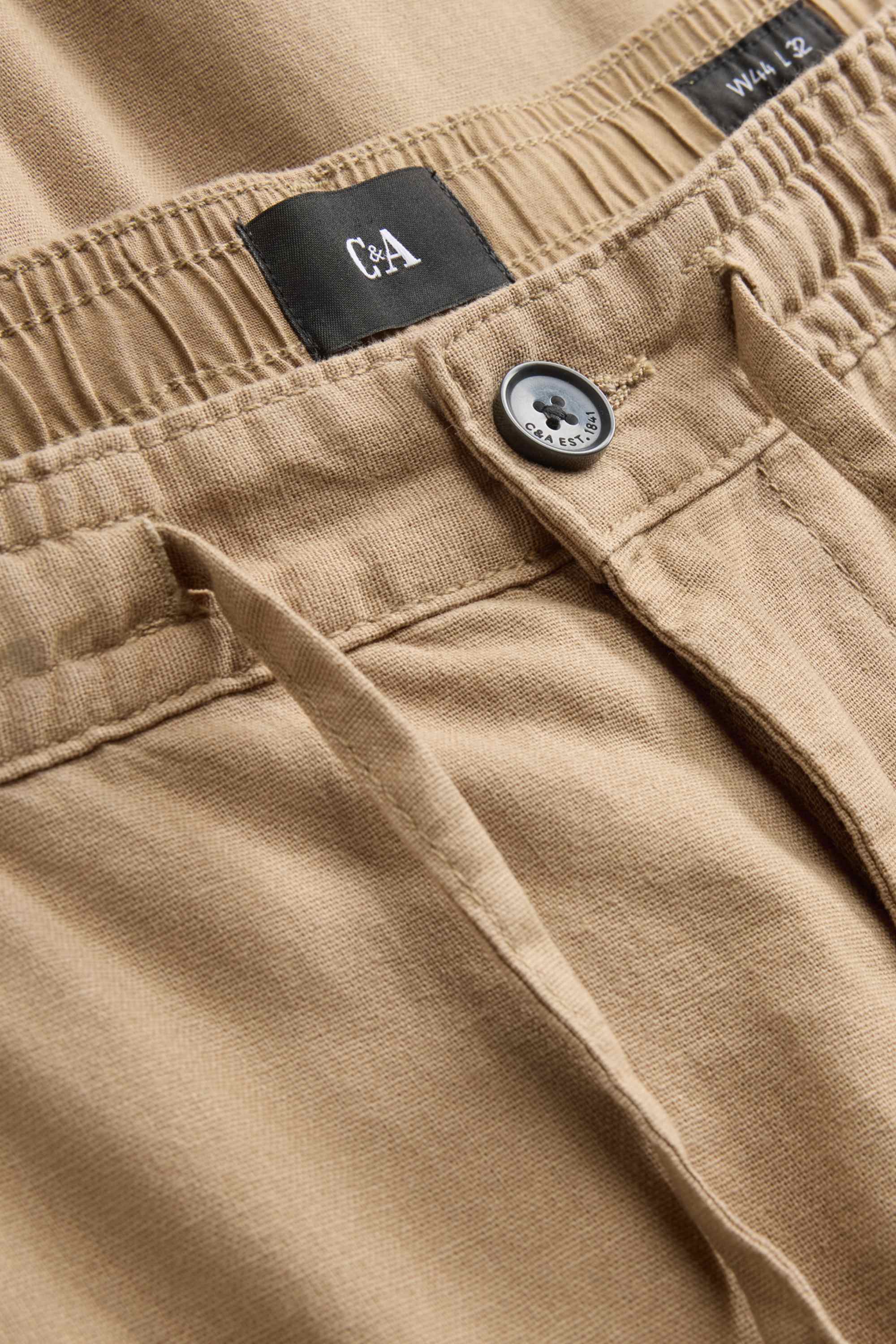Chinos - tapered fit - linen blend light brown