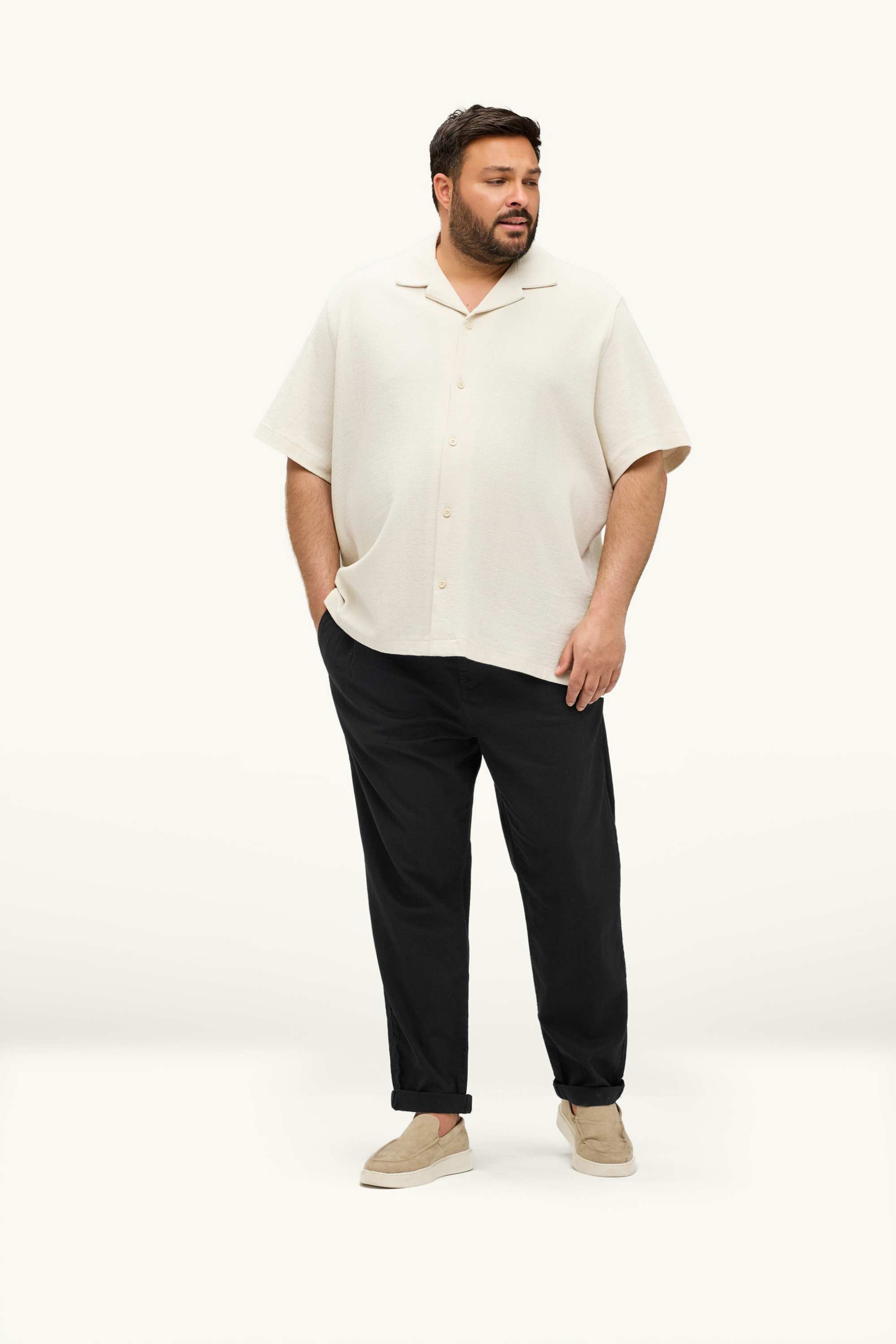 Chinos - tapered fit - linen blend black