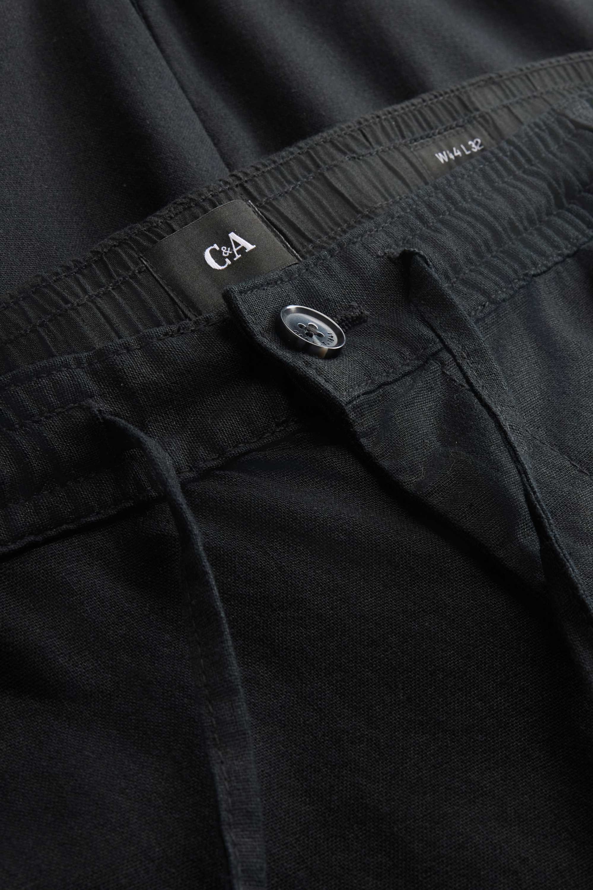 Chinos - tapered fit - linen blend black