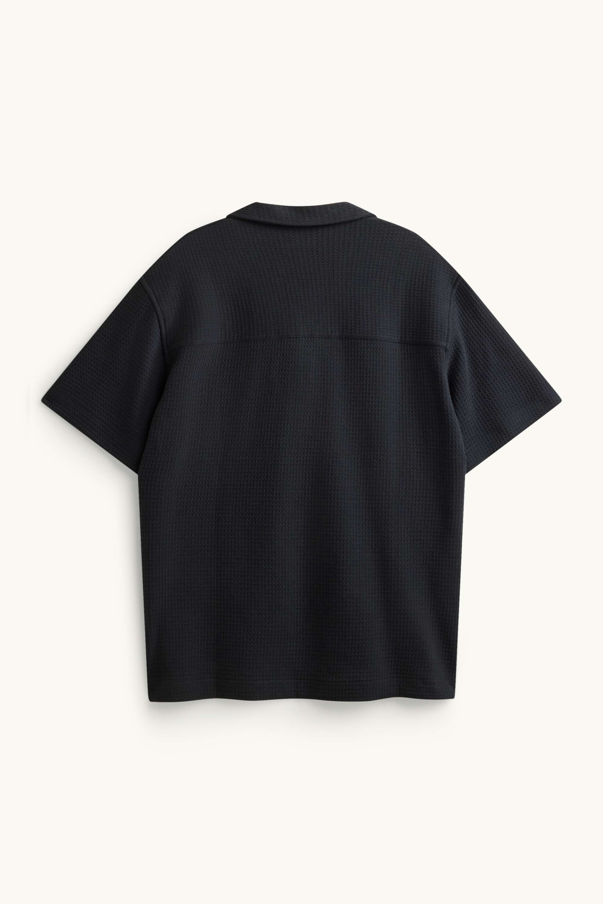Shirt - relaxed fit - lapel collar - textured black