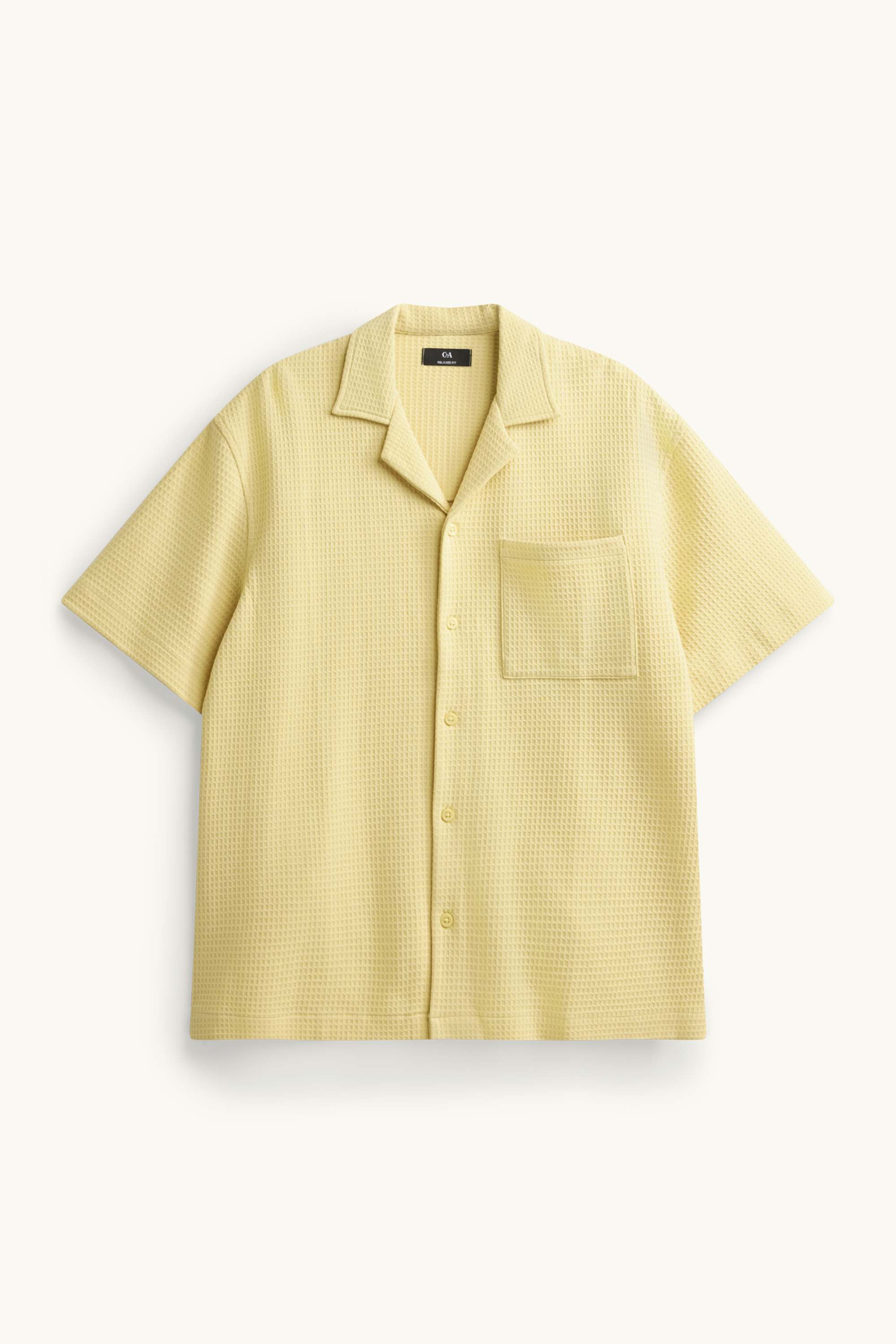 Shirt - relaxed fit - lapel collar - textured yellow
